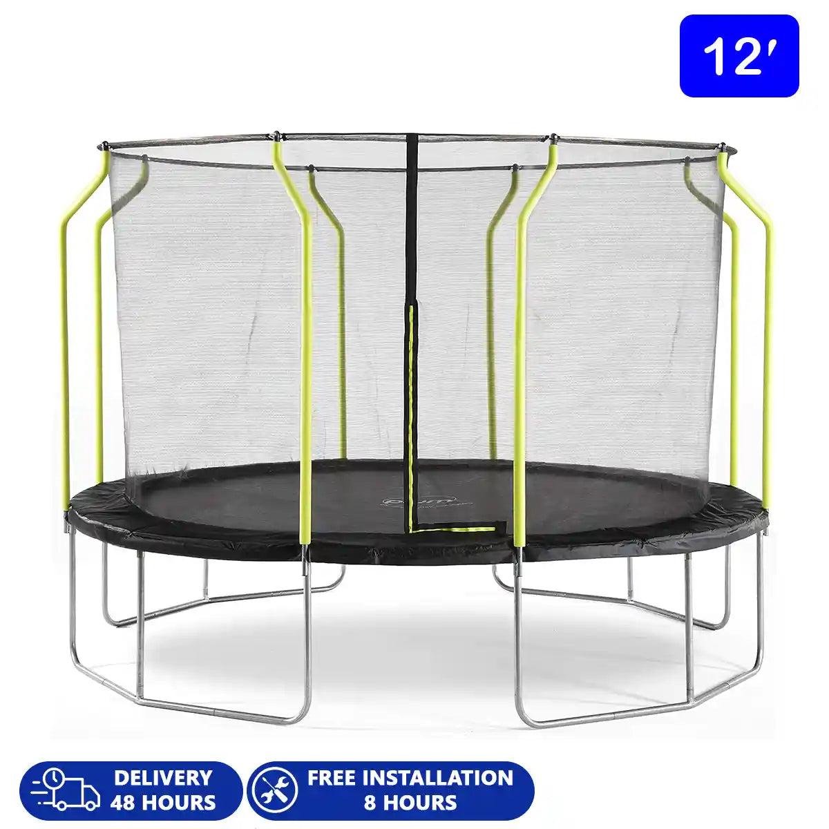 Plum 12ft Springsafe Jumper Trampoline with Enclosure & Safety Net, Outdoor Trampoline with Foam Pad Protection, Galvanized Steel Frame, UV & Weather Resistant, Kids Ages 6+