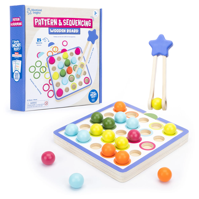 Educational Insights Pattern Sequencing Wooden Board – Early Math & Logic Learning Toy (Ages 3+)