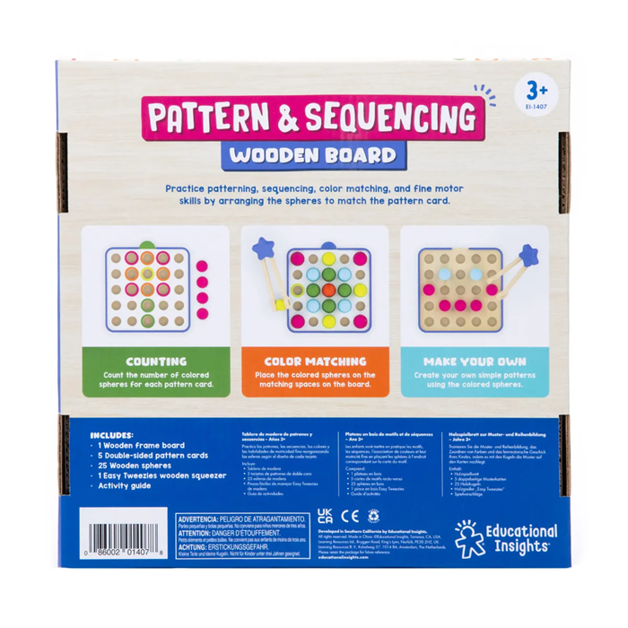 Educational Insights Pattern Sequencing Wooden Board – Early Math & Logic Learning Toy (Ages 3+)