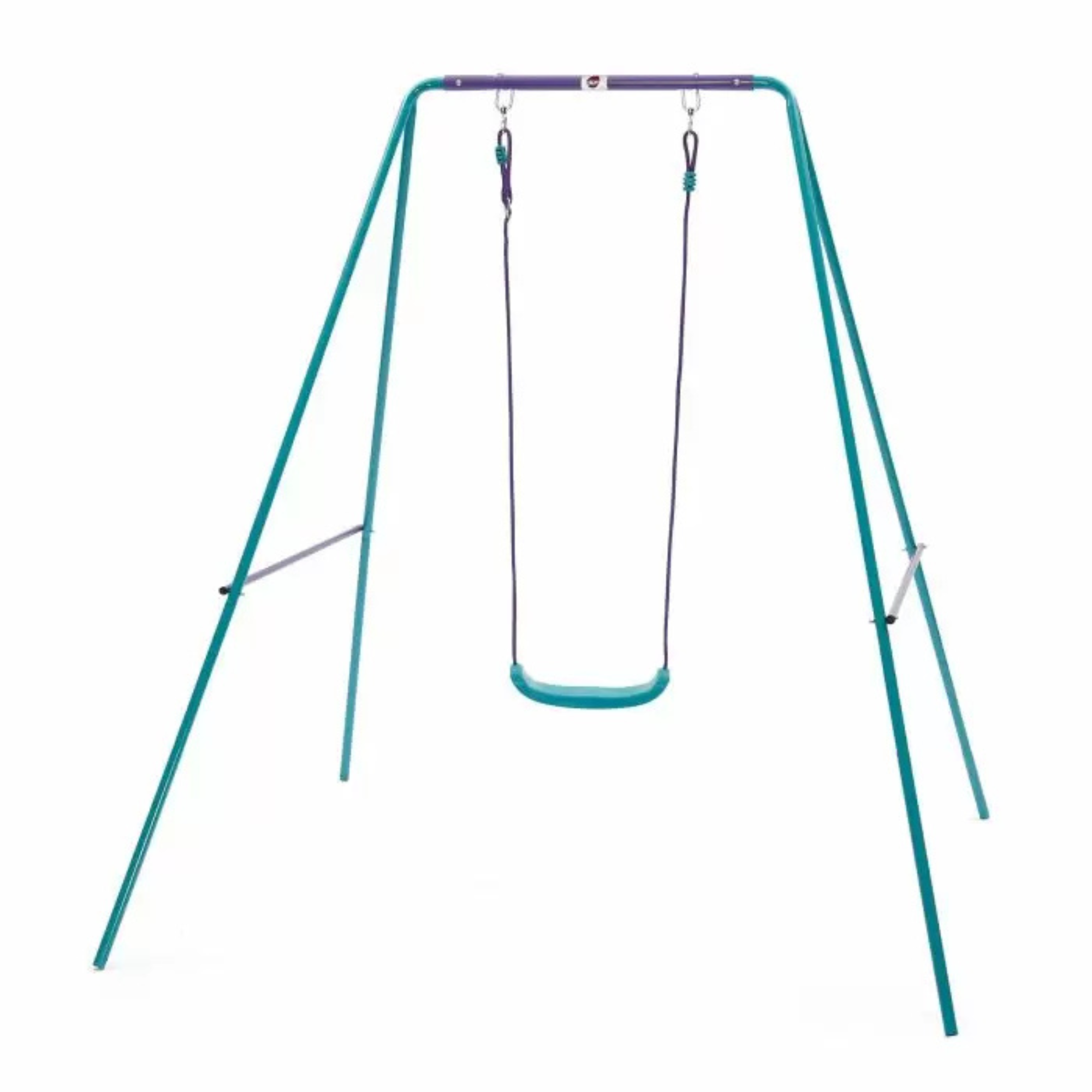 Plum 2 in 1 Metal Swing Set, Outdoor Swing with Height Adjustability and Interchangeable Seats, 50kg Weight Capacity, Suitable for Children both Boys and Girls Aged 12 Months and Above, Blue