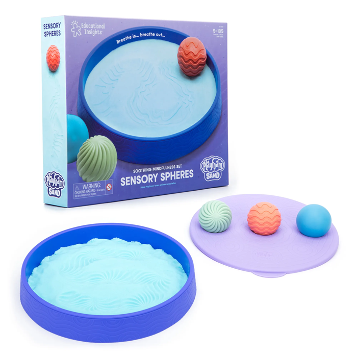 Playfoam Sand Sensory Spheres – Soothing Sensory Play Set with Sand Tray & Patterned Spheres for Kids & Adults