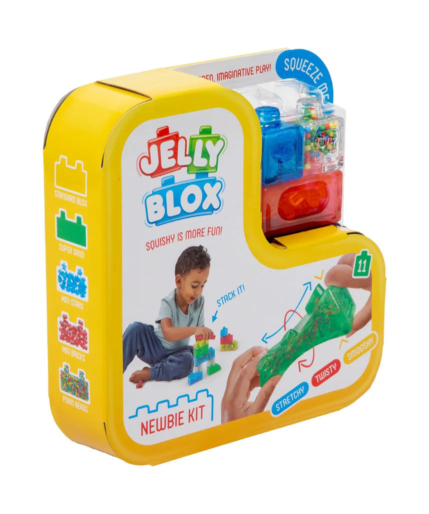 Goliath Jelly Blox Newbie Kit, 11 Piece Toddler & Preschool Building Blocks, Ouch-Free Tactile & Sensory Play Fidget Toy, Stackable, Squishable & Stretchable Blocks Suitable for Boys & Girls Aged 2+