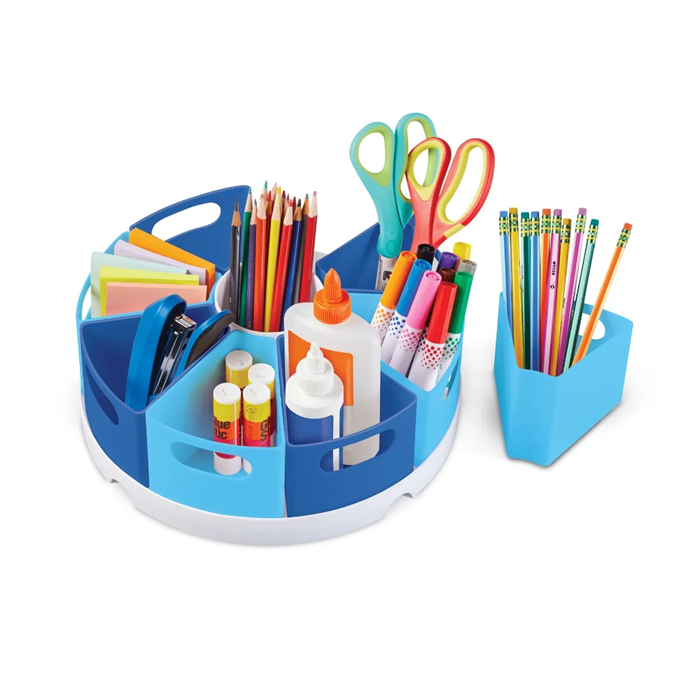 Create-A-Space Storage Center – Blue Rotating Organizer with 8 Removable Containers