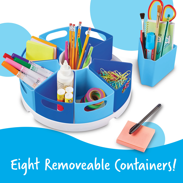 Create-A-Space Storage Center – Blue Rotating Organizer with 8 Removable Containers