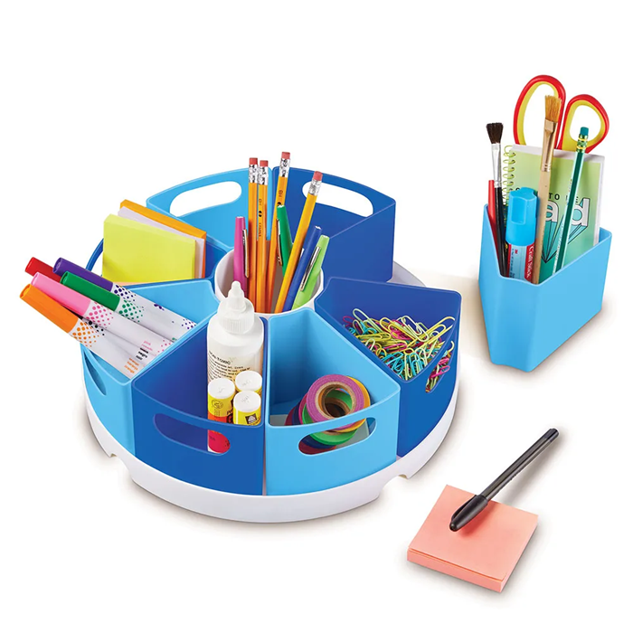 Create-A-Space Storage Center – Blue Rotating Organizer with 8 Removable Containers