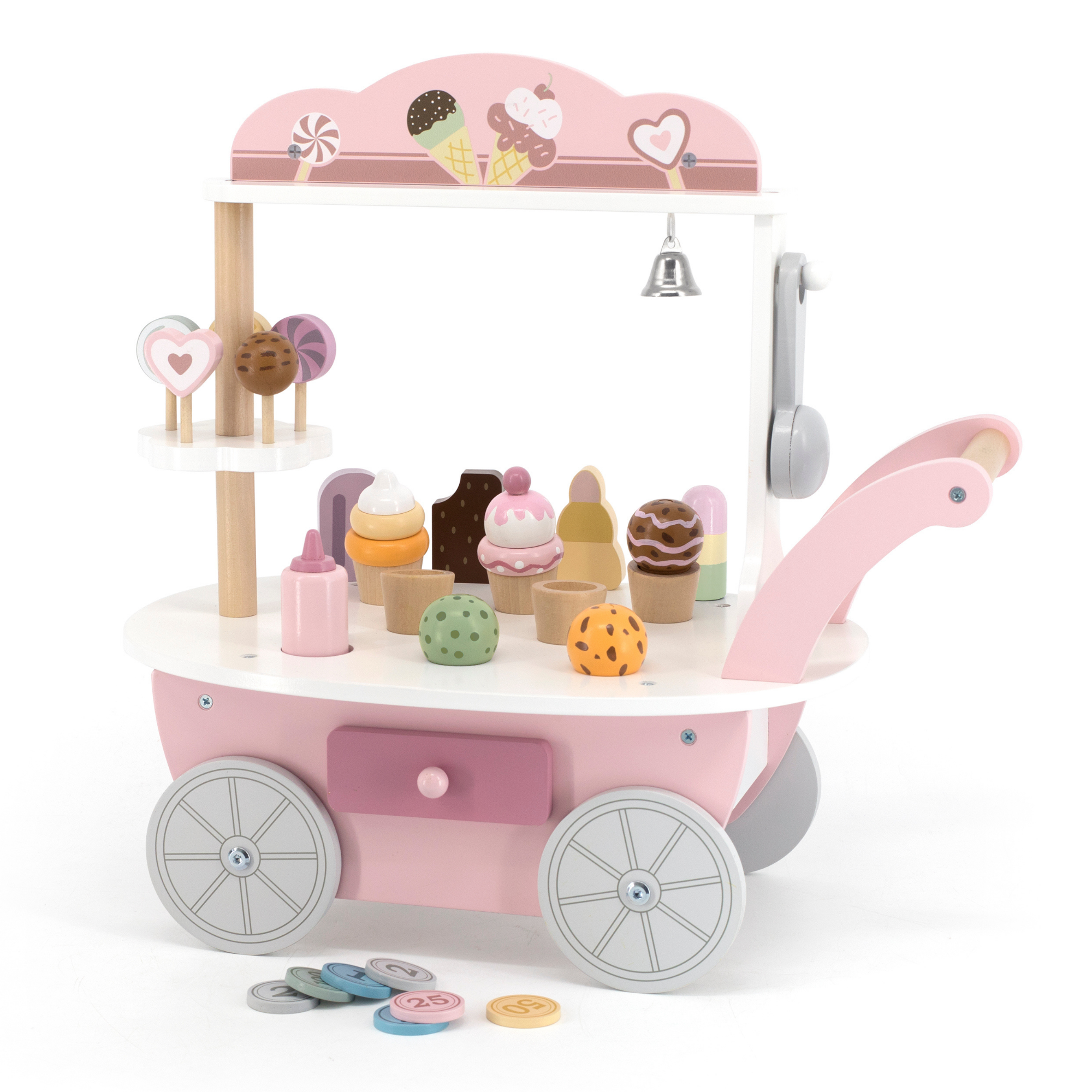 PolarB Wooden Mini Ice Cream Shop Toy for Ages 3 and Up  Roleplay Set to Develop Creativity, Imagination, and Social Skills