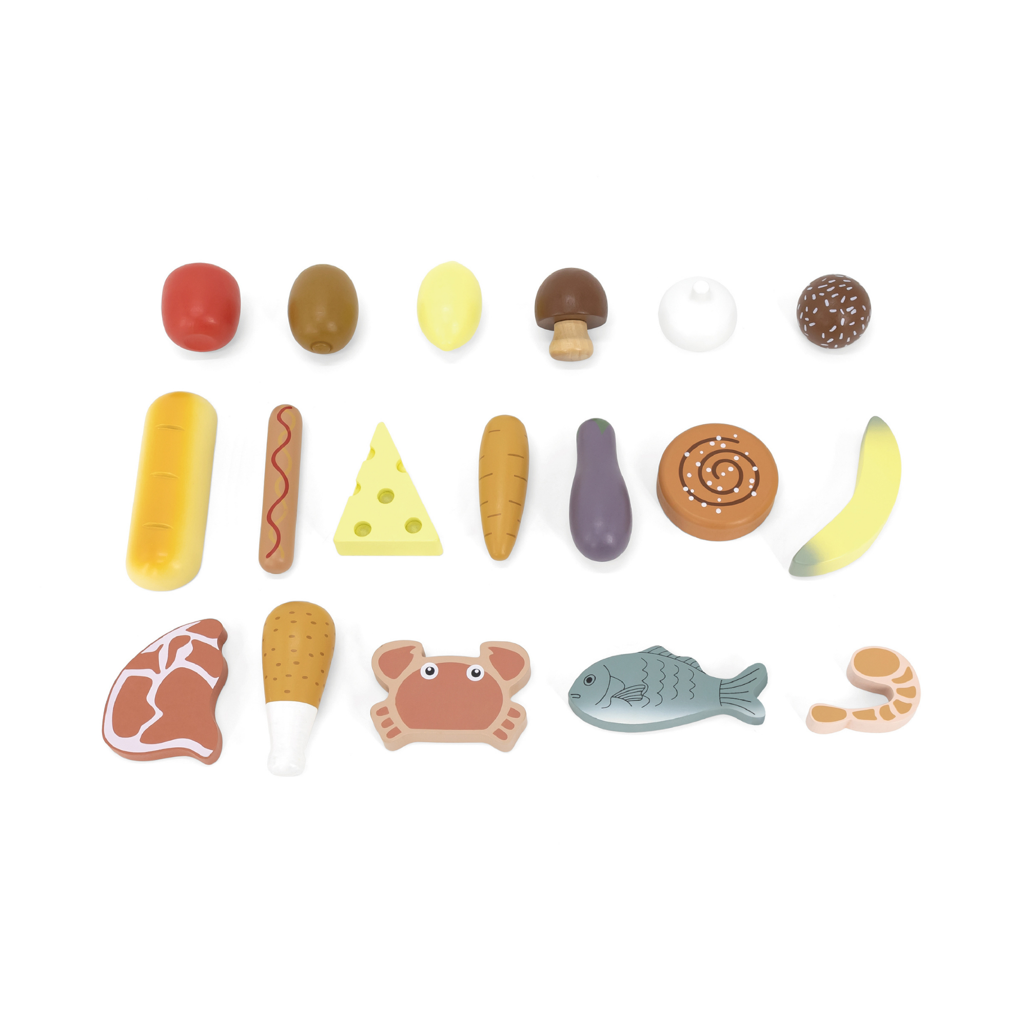 PolarB Wooden Market Stall for Kids, Includes 18 Play Food Accessories and Cash Register, Pretend Grocery Store with Bell, Blackboard and Display Shelves, Educational Toy for Ages 3 to 8