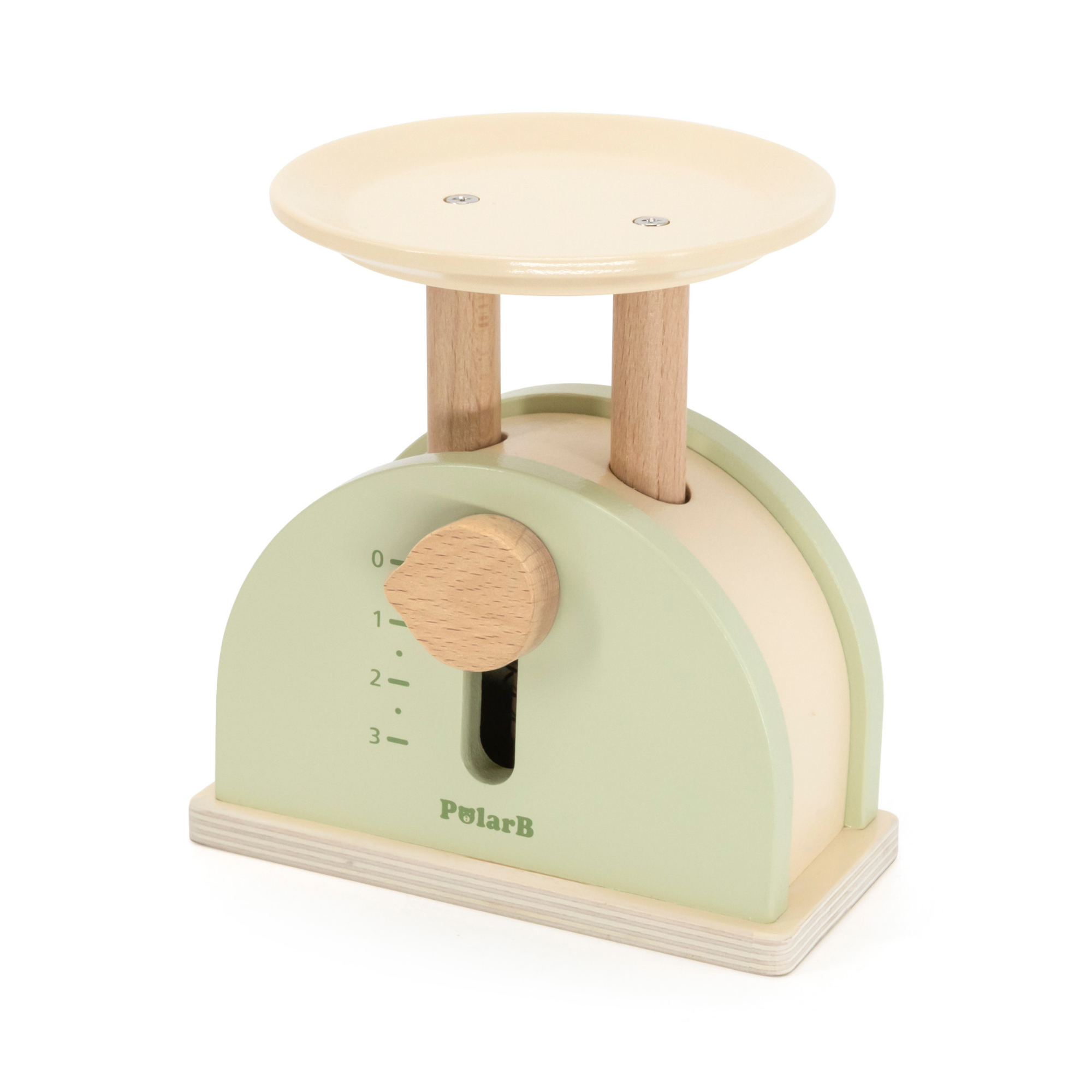 PolarB Wooden Kitchen Scales for Kids, Educational Pretend Play Toy for Role-Playing, Math Skills and Balance Concepts, Durable Wood Construction, Ages 3 and Up