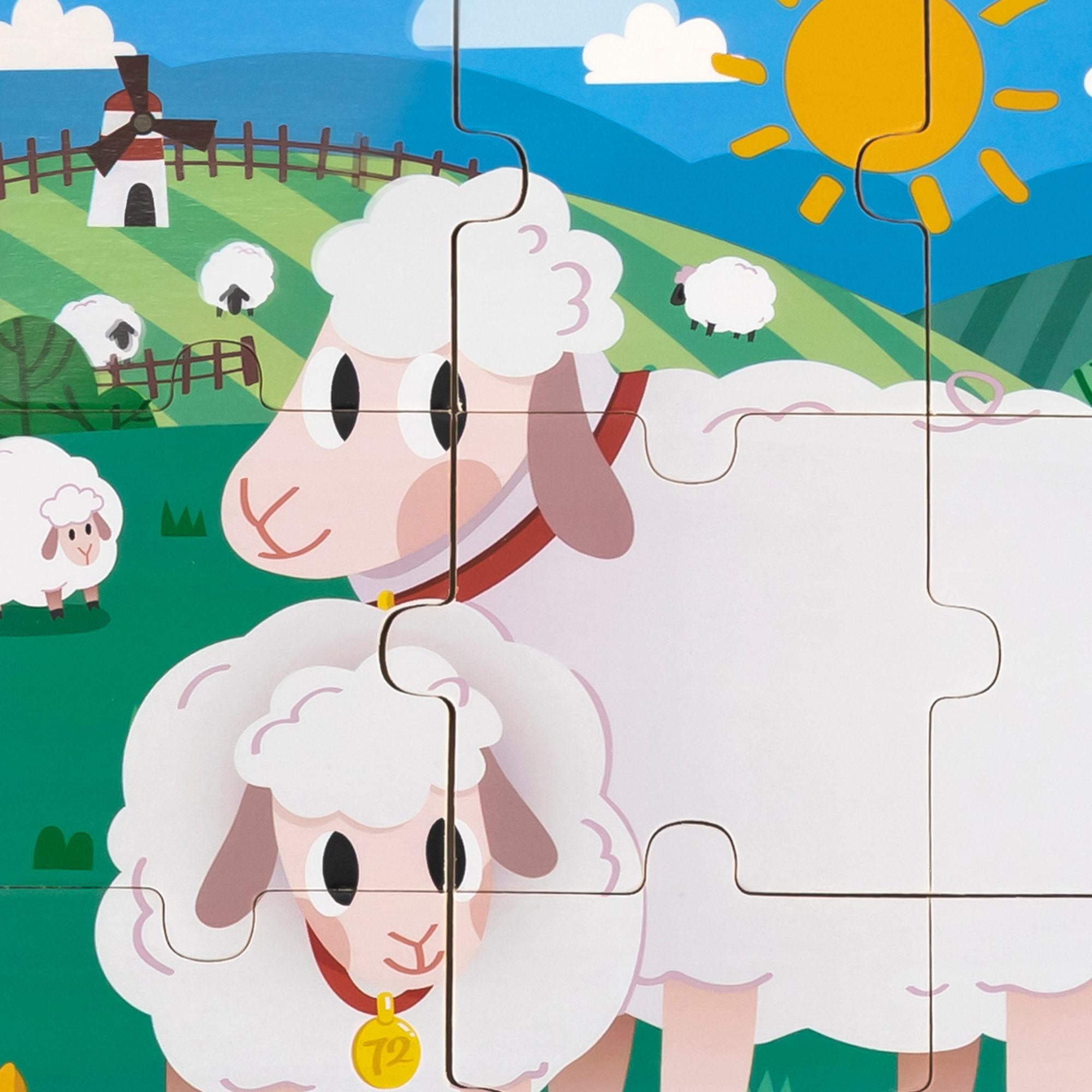 Viga Sheep, 9 Piece Jigsaw Puzzle, Montessori Wooden Toy, Develops Sensory, Cognitive & Fine Motor Skills, Non-Toxic & Eco-friendly Kids Educational Toy, Suitable for Boys and Girls Aged 18M+