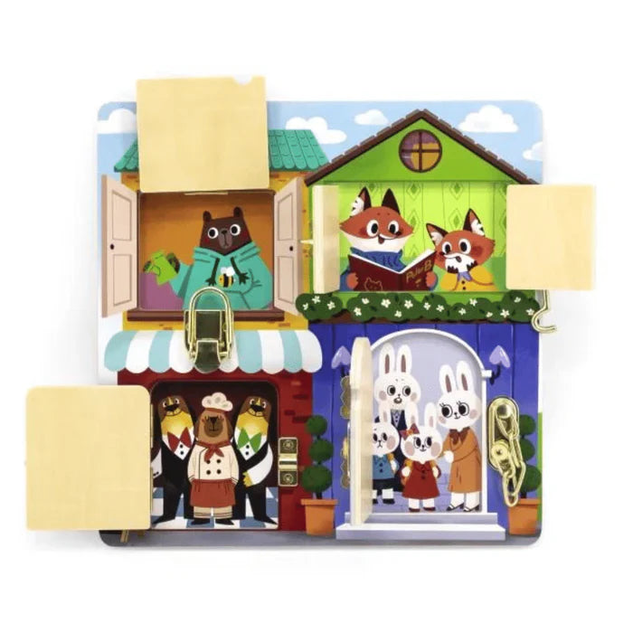Viga Wooden Manipulation Board Lock and Latch House – Wooden Lock & Latch Learning Board (Ages 18+ Months)