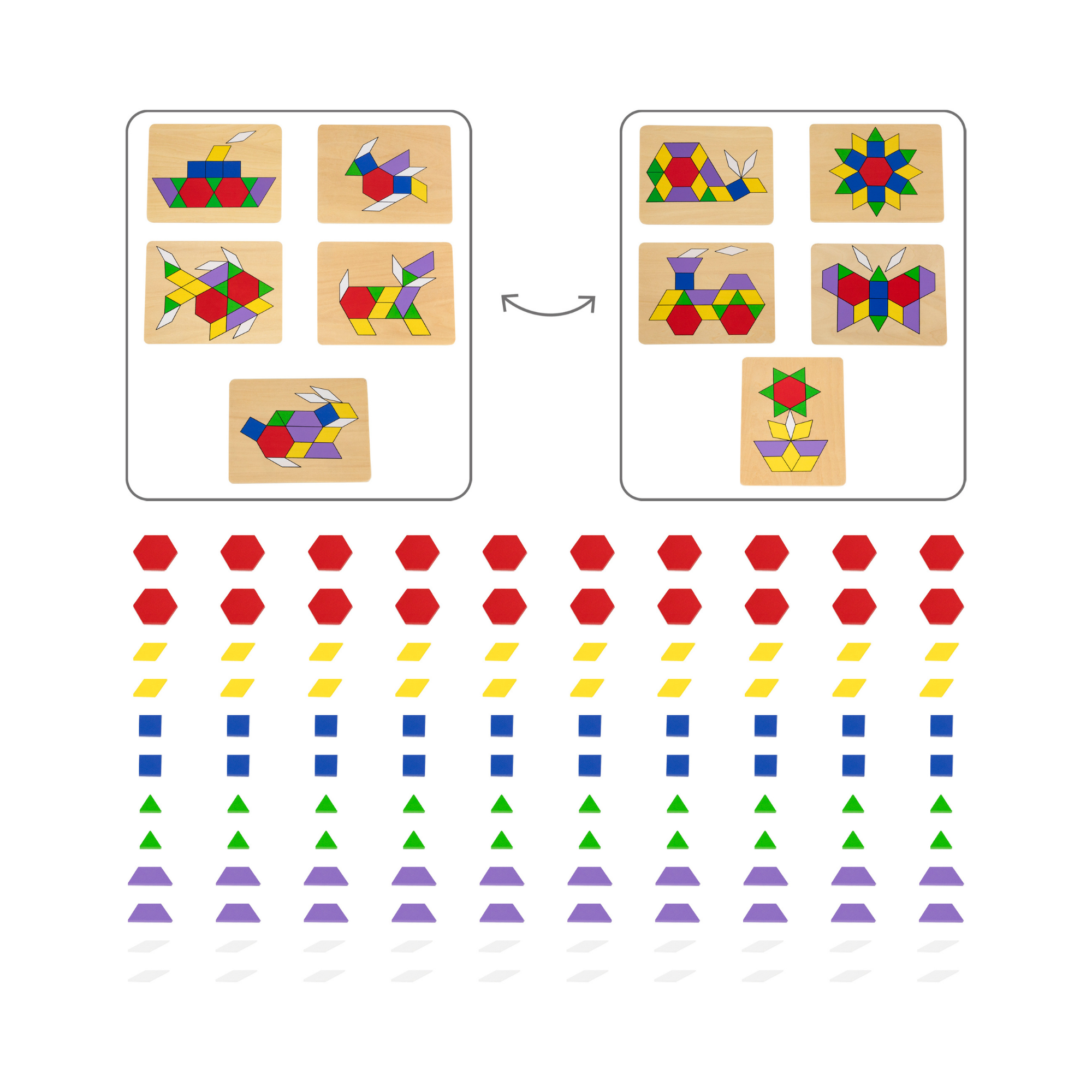 Viga Pattern Board & Block, 120 Piece Geometric Block Puzzle, Montessori Wooden Toy, Develops Sensory, Cognitive & Fine Motor Skills, Non-Toxic & Eco-friendly Kids Educational Toy, 3Y+