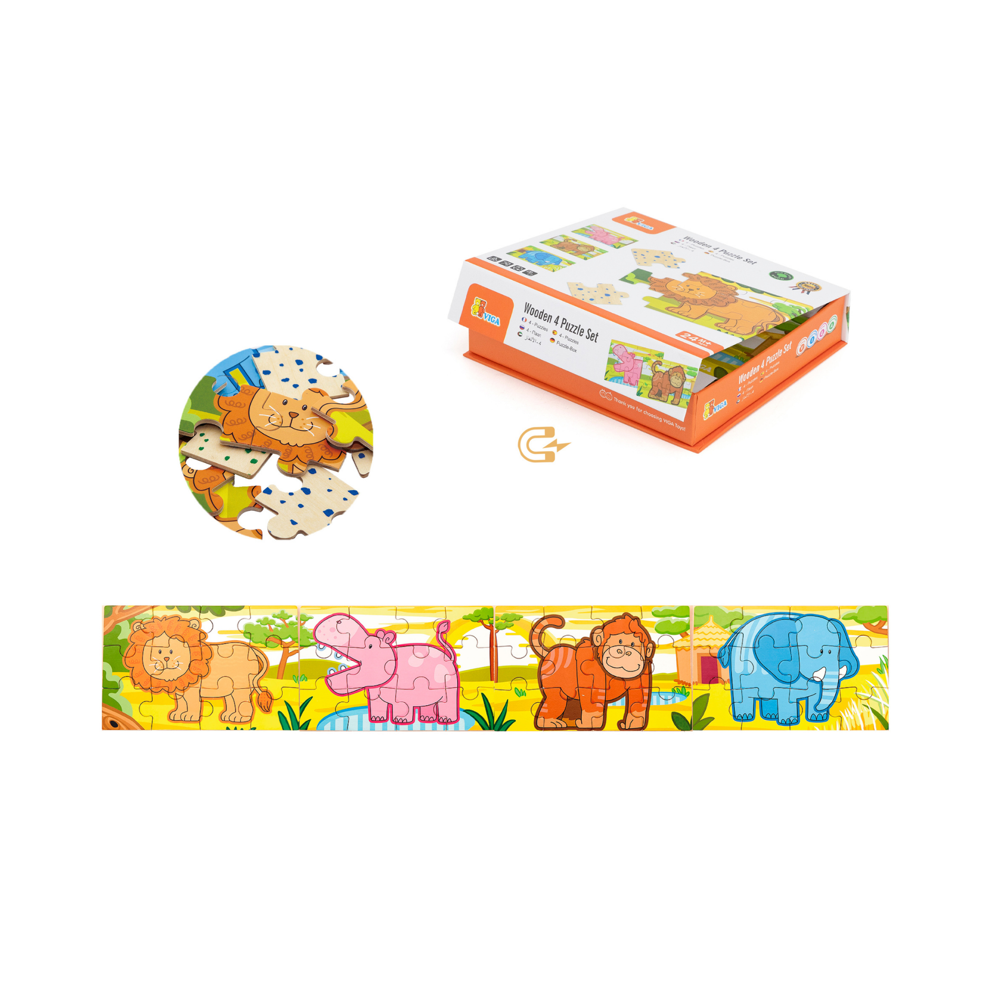 Viga Jungle Set, 48 Piece Jigsaw Puzzle, Montessori Wooden Toy, Develops Sensory, Cognitive & Fine Motor Skills, Non-Toxic & Eco-friendly Kids Educational Toy, Suitable for Boys and Girls Aged 2Y+