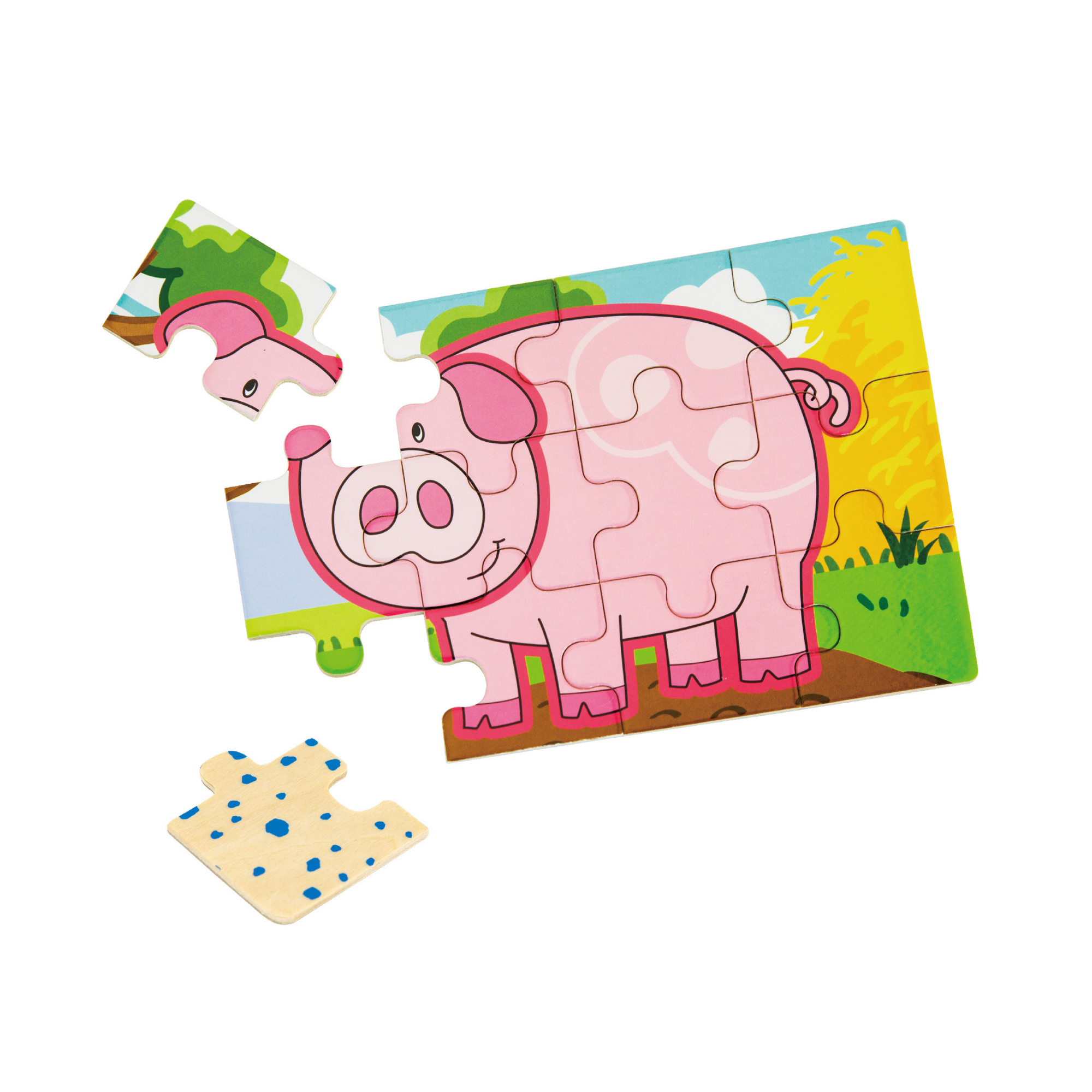 Viga Farm Set, 48 Piece Jigsaw Puzzle, Montessori Wooden Toy, Develops Sensory, Cognitive & Fine Motor Skills, Non-Toxic & Eco-friendly Kids Educational Toy, Suitable for Boys and Girls Aged 2Y+