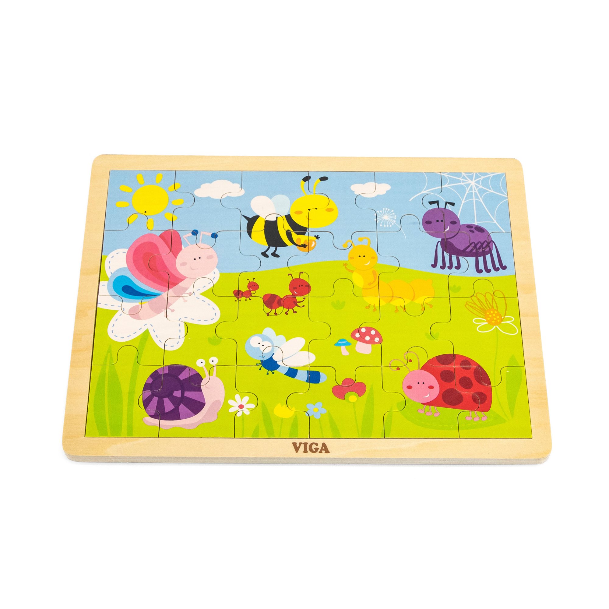 Viga Park, 24 Piece Jigsaw Puzzle, Montessori Wooden Toy, Develops Sensory, Cognitive & Fine Motor Skills, Non-Toxic & Eco-friendly Kids Educational Toy, Suitable for Boys and Girls Aged 2Y+