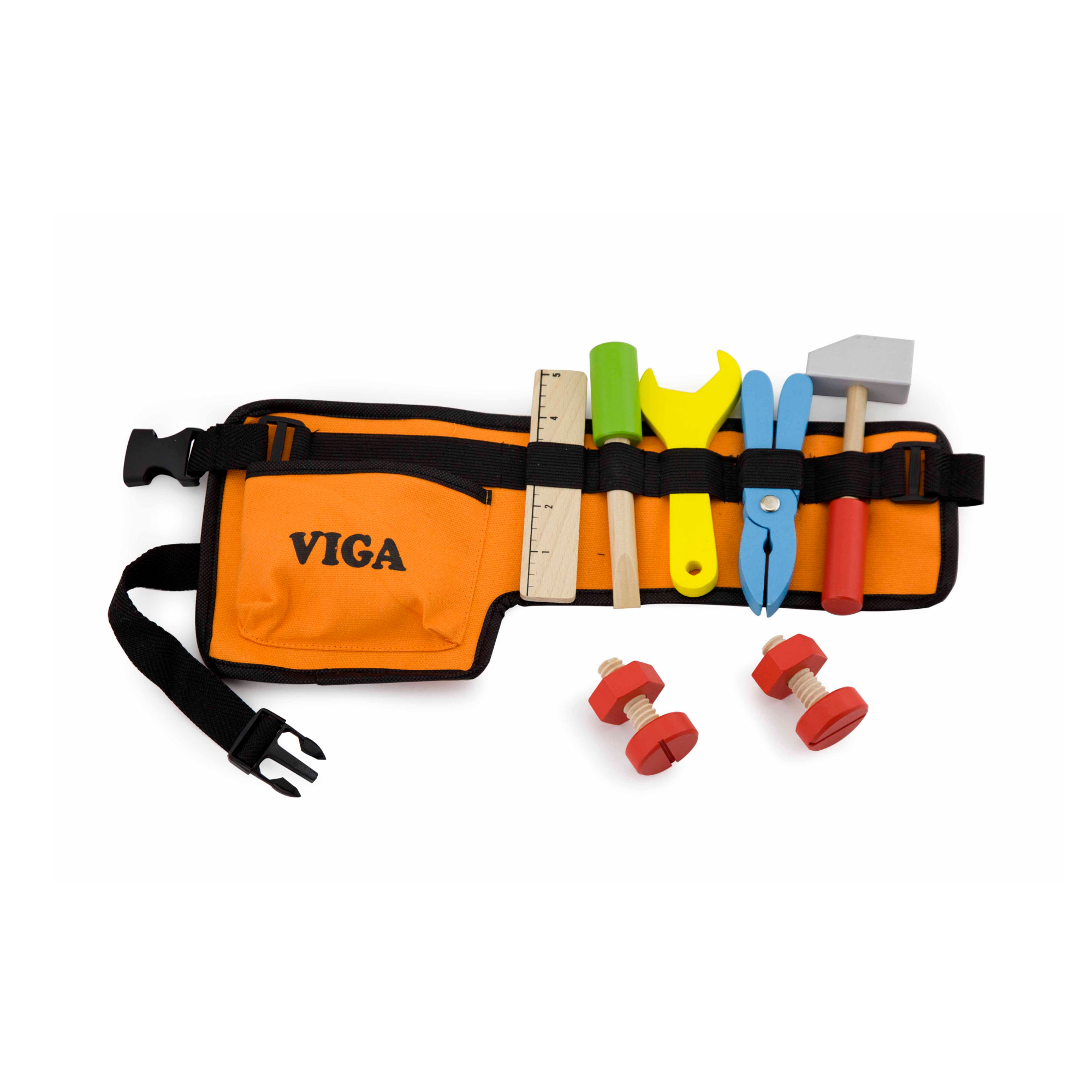 Viga Little Fitter Wooden Tool Belt Toy for Kids  Roleplay Construction Set with Tools  Fine Motor Skill Development  Ages 3+