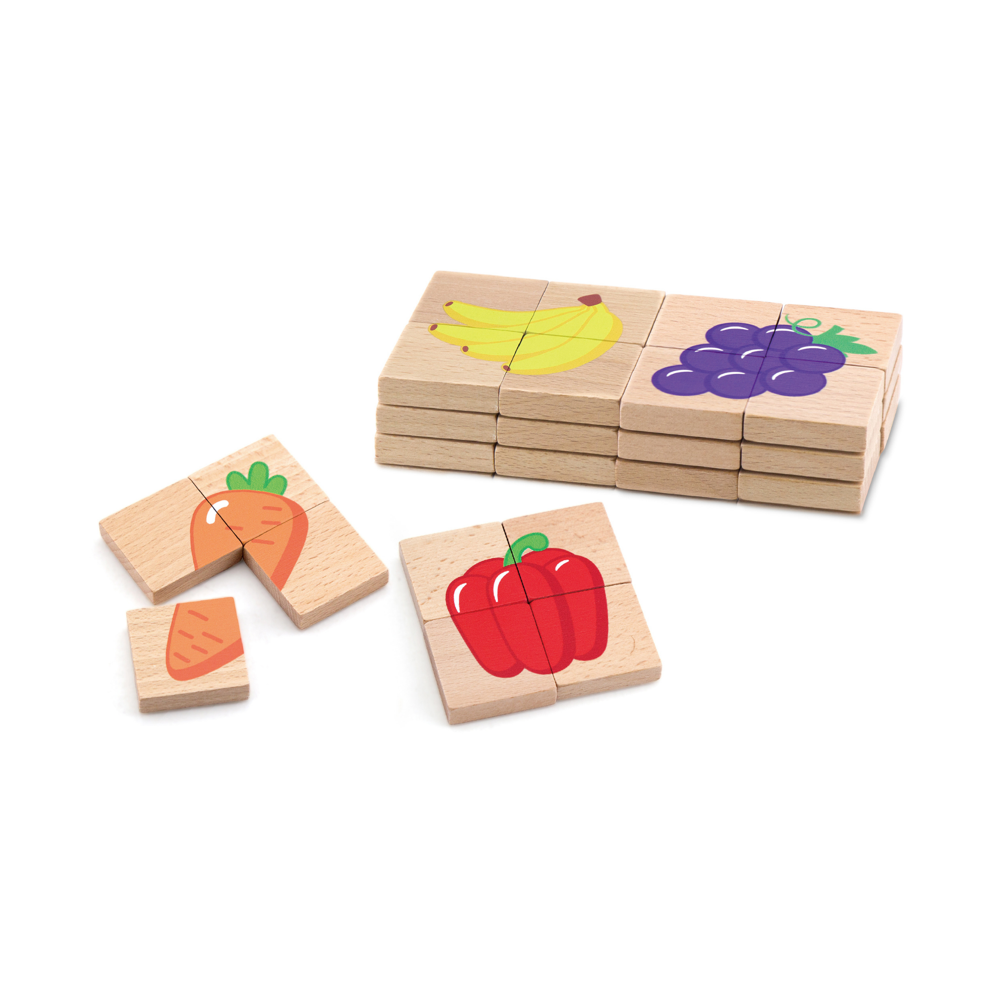 Viga Fruits, 32 Piece Magnetic Block Puzzle, Montessori Wooden Toy, Develops Sensory, Cognitive & Fine Motor Skills, Non-Toxic & Eco-friendly Kids Educational Toy, Suitable for Children Aged 18M+