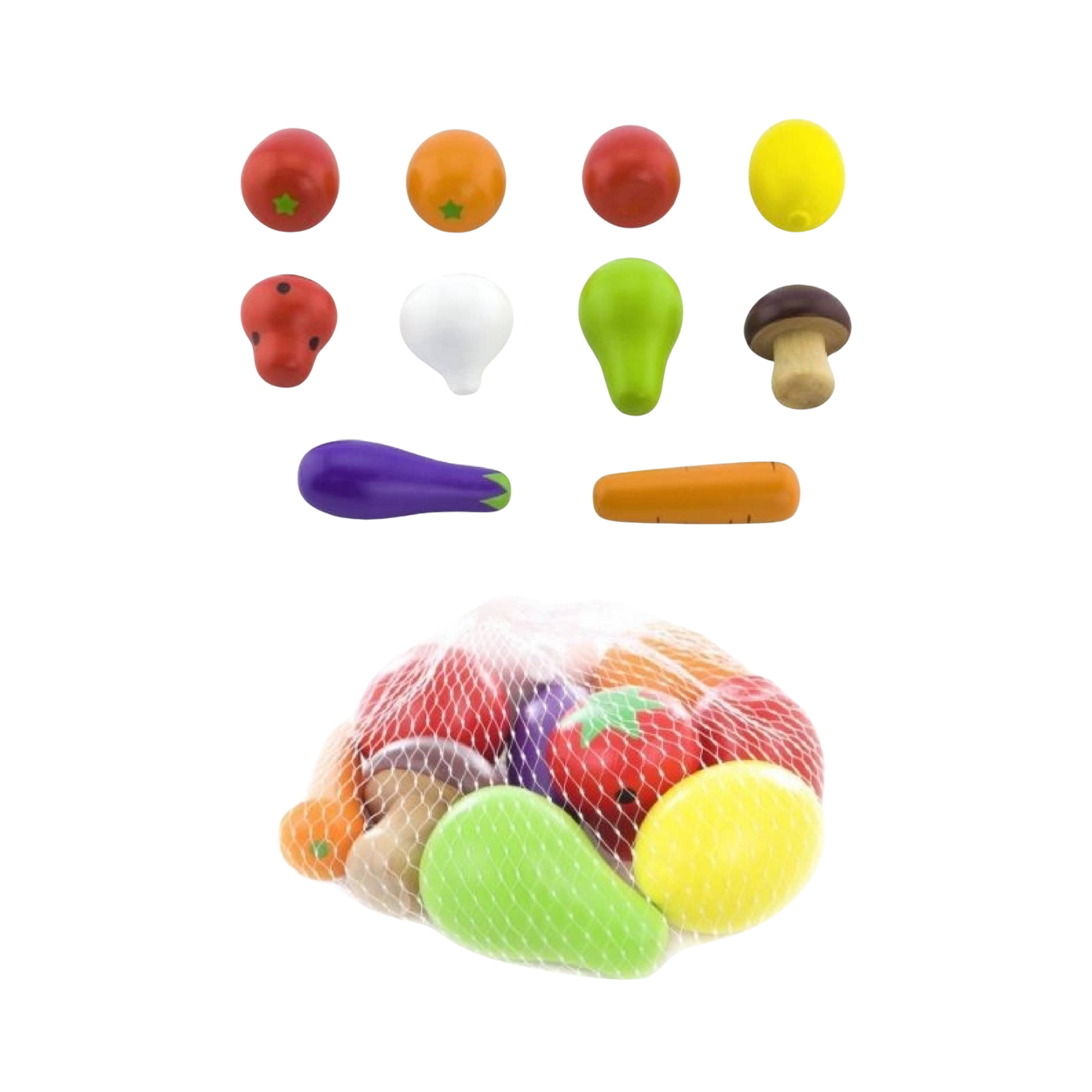 Viga Wooden Vegetable and Fruit Set for Kids  10-Piece Pretend Play Food Toy  Montessori-Inspired Learning for Roleplay Kitchens and Classrooms  Ages 3 and Up