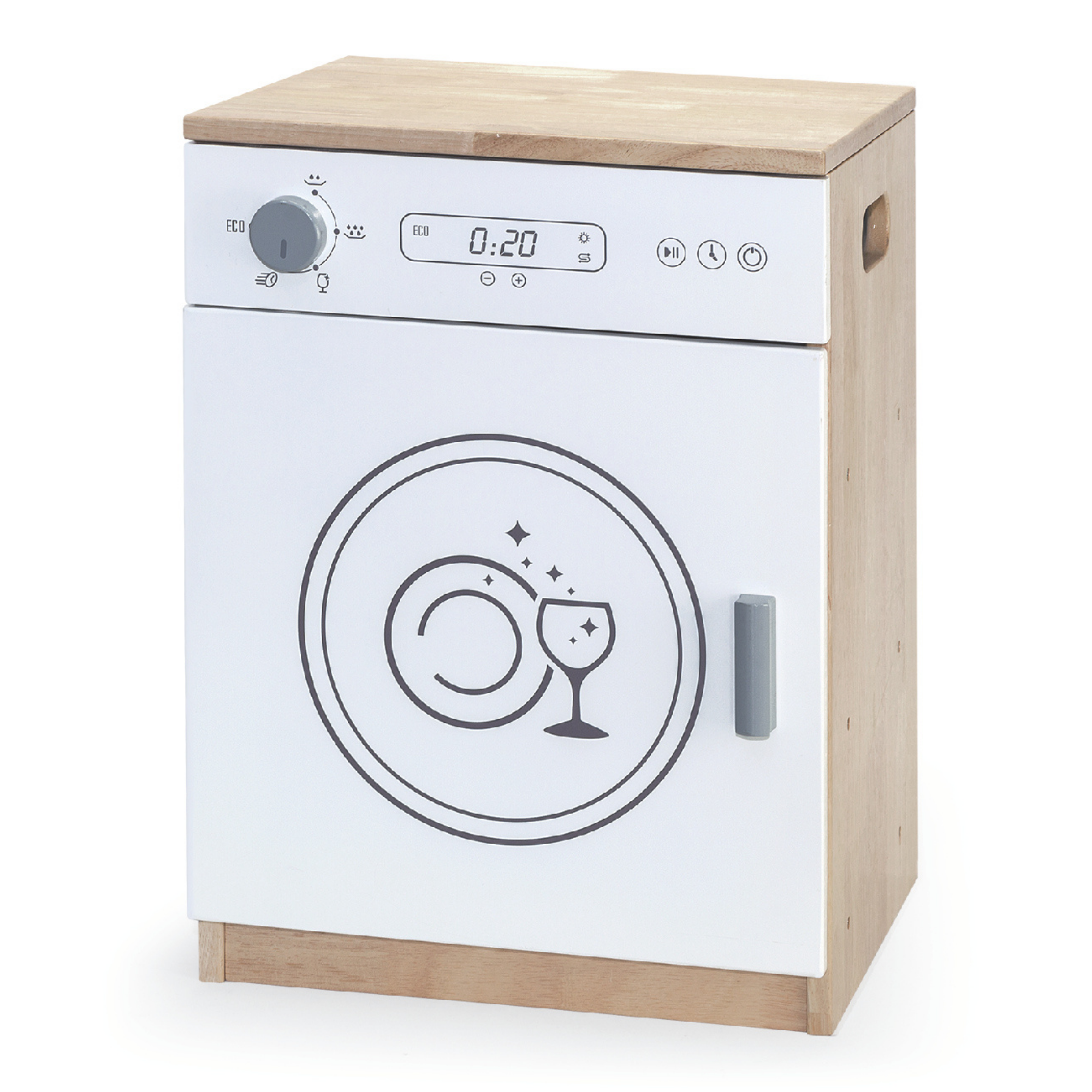 VIGA White Wooden Kitchen  Dish Washer Pretend Play Set for Kids  Age 3 Years and Above