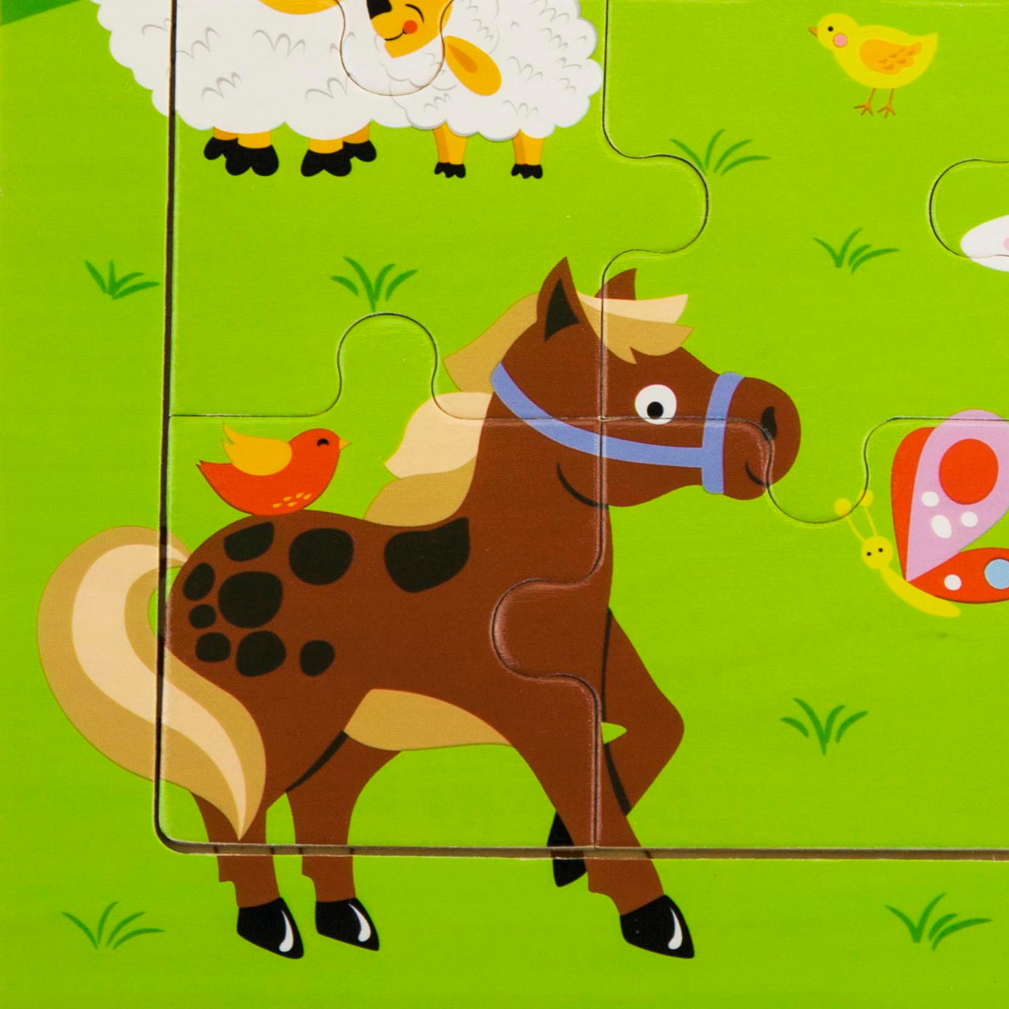 Viga Farm Animals, 9 Piece Jigsaw Puzzle, Montessori Wooden Toy, Develops Sensory, Cognitive & Fine Motor Skills, Non-Toxic & Eco-friendly Kids Educational Toy, Suitable for Boys and Girls Aged 18M+