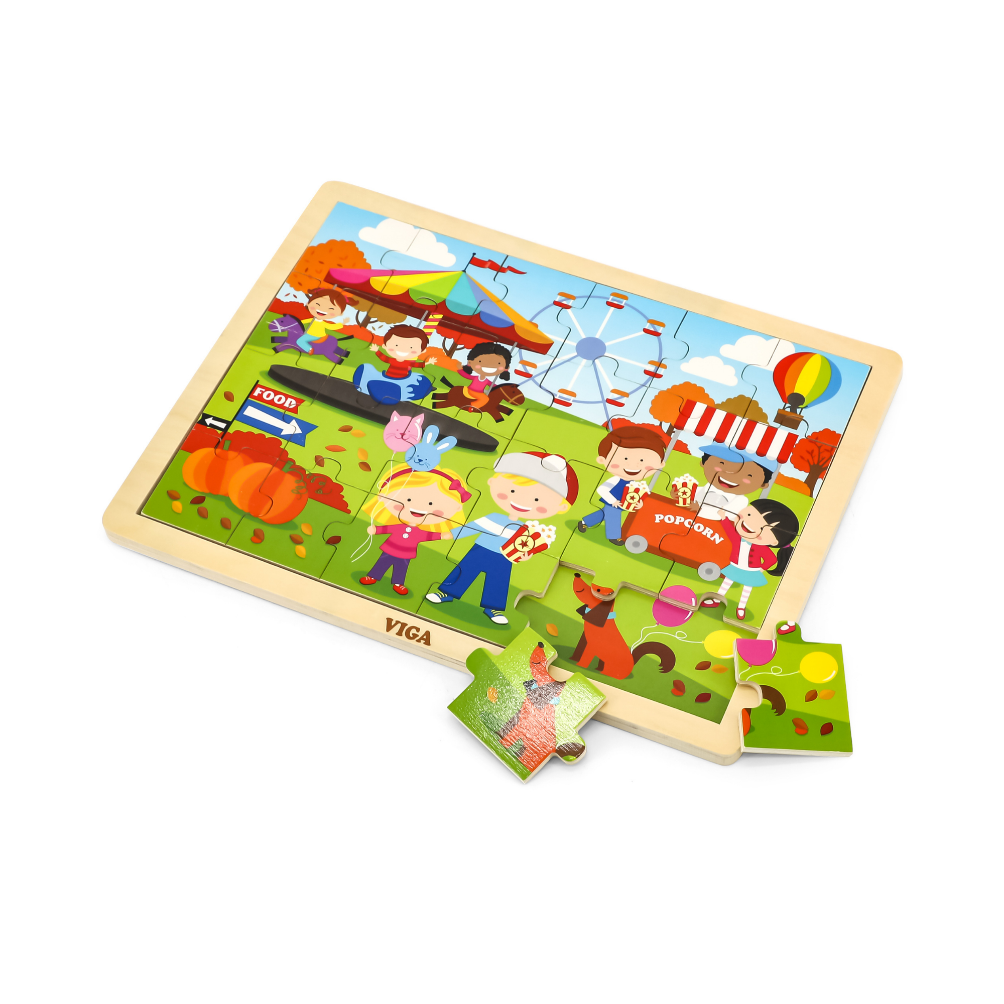 Viga Autumn, Seasonal, 24 Piece Jigsaw Puzzle, Montessori Wooden Toy, Develops Sensory, Cognitive & Fine Motor Skills, Non-Toxic & Eco-friendly Kids Educational Toy, Suitable for Children Aged 2Y+