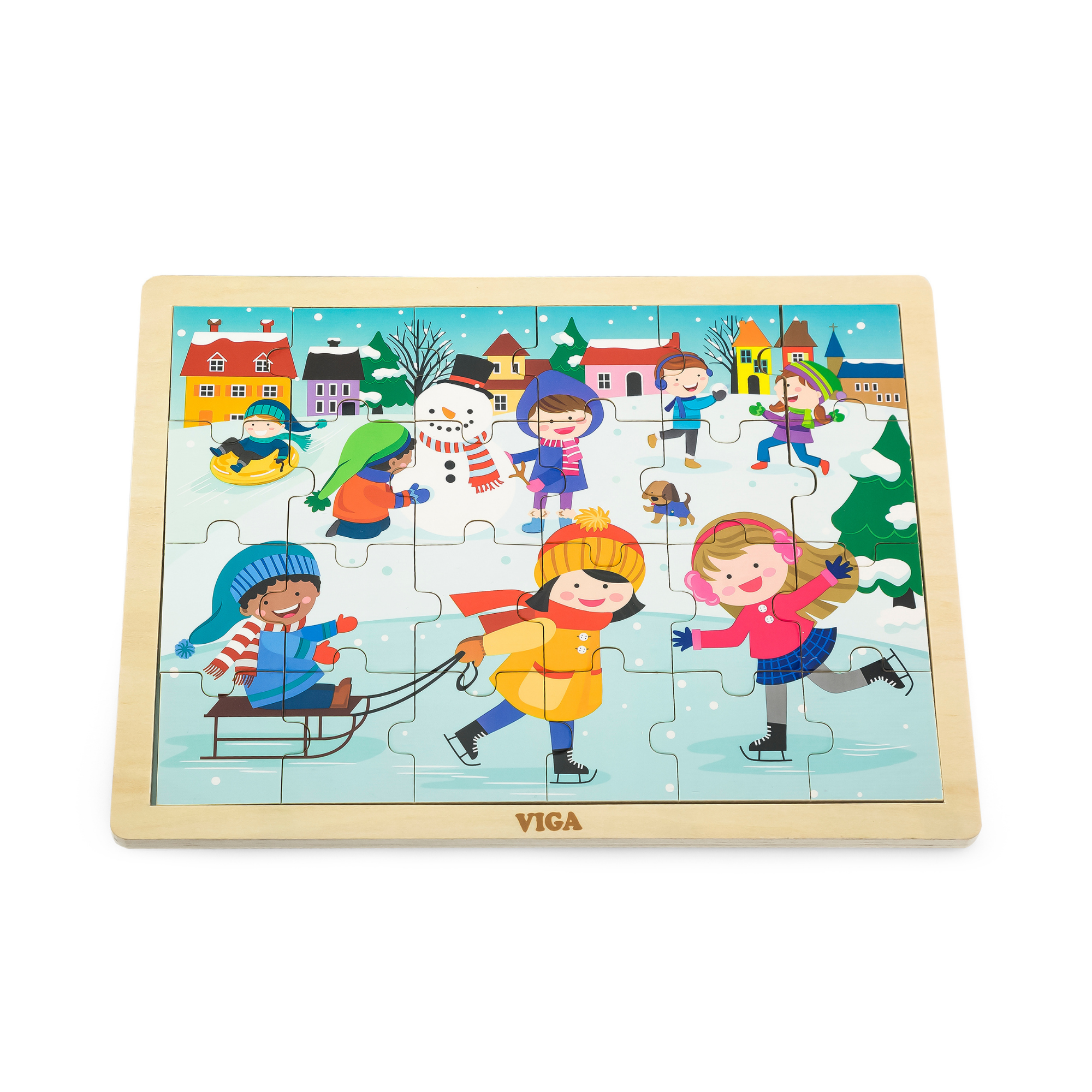 Viga Winter, Seasonal, 24 Piece Jigsaw Puzzle, Montessori Wooden Toy, Develops Sensory, Cognitive & Fine Motor Skills, Non-Toxic & Eco-friendly Kids Educational Toy, Suitable for Children Aged 2Y+