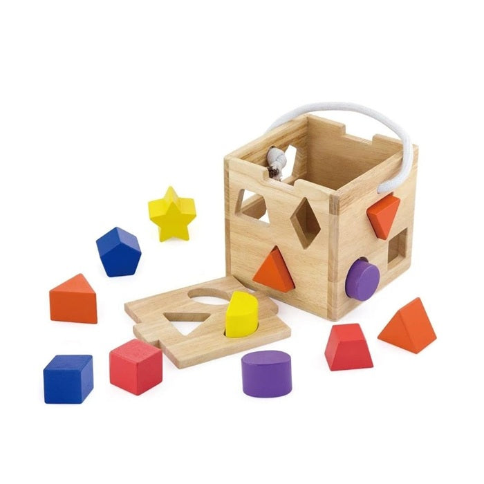 VIGA Wooden Shape Sorting Box with 12 Blocks Educational Toy for Kids Age 18M+