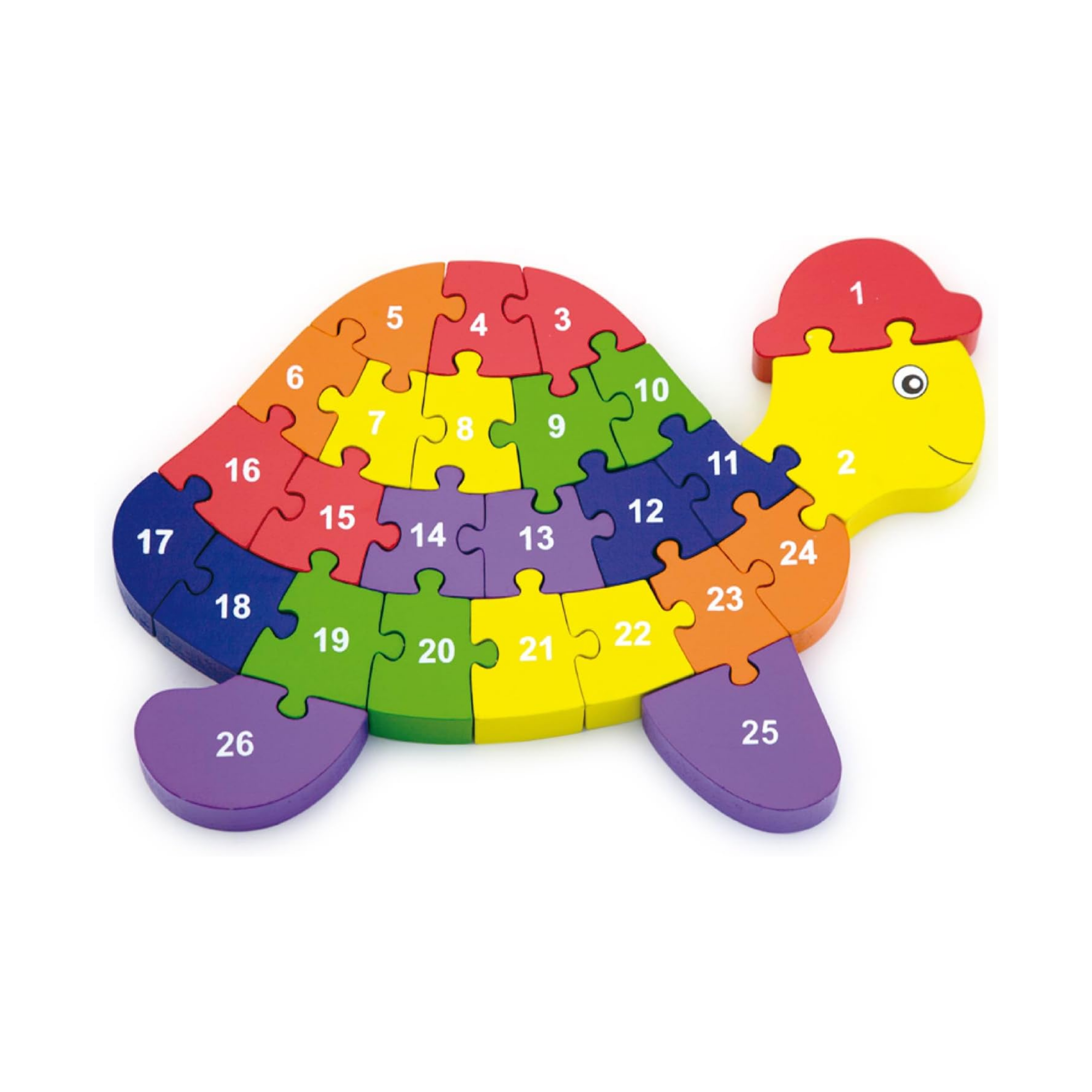 Viga 3D Turtle with Alphabets, 26 Piece Jigsaw Block Puzzle, Montessori Wooden Toy, Develops Sensory, Cognitive & Fine Motor Skills, Non-Toxic & Eco-friendly Kids Educational Toy, 3Y+
