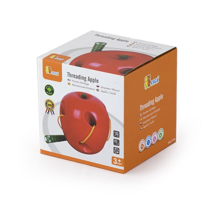 Viga Interlacing Worm in Apple – Wooden Threading & Fine Motor Activity Toy