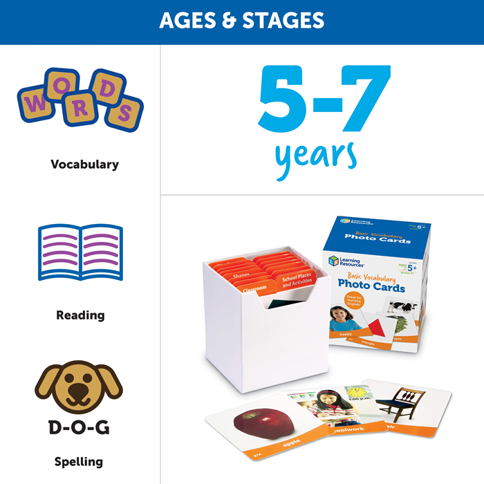 Learning Resources Basic Vocabulary Photo Cards Set – Early Language & Communication Flashcards (Ages 3+)