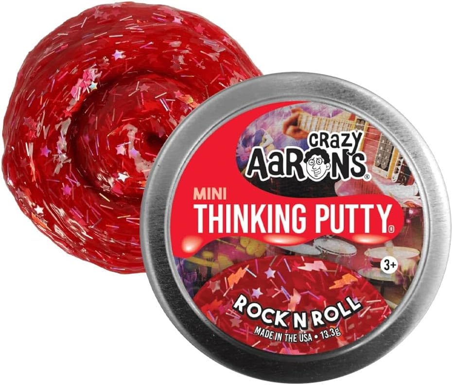 Crazy Aaron's Mini Rock n' Roll Thinking Putty, 2" Tin with 13g of Non-Toxic Sensory Play Putty which Never Dries Out, Soft Textured Creative Fidget Toy for Boys and Girls Ages 3Y+