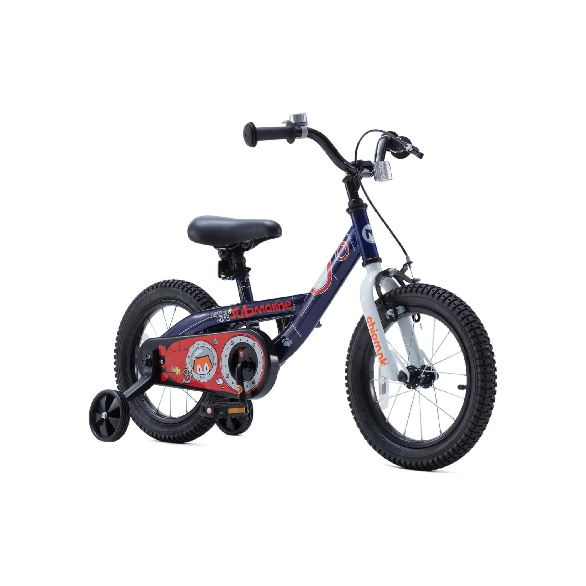 Chipmunk Submarine 12 Inch Bicycle with Lightweight Steel Frame, Adjustable Seat and Handle, Front + Rear Brakes, 95% Pre-Assembled Kid's Bikes with Training Wheels for Children 2-5 Years Old, Navy