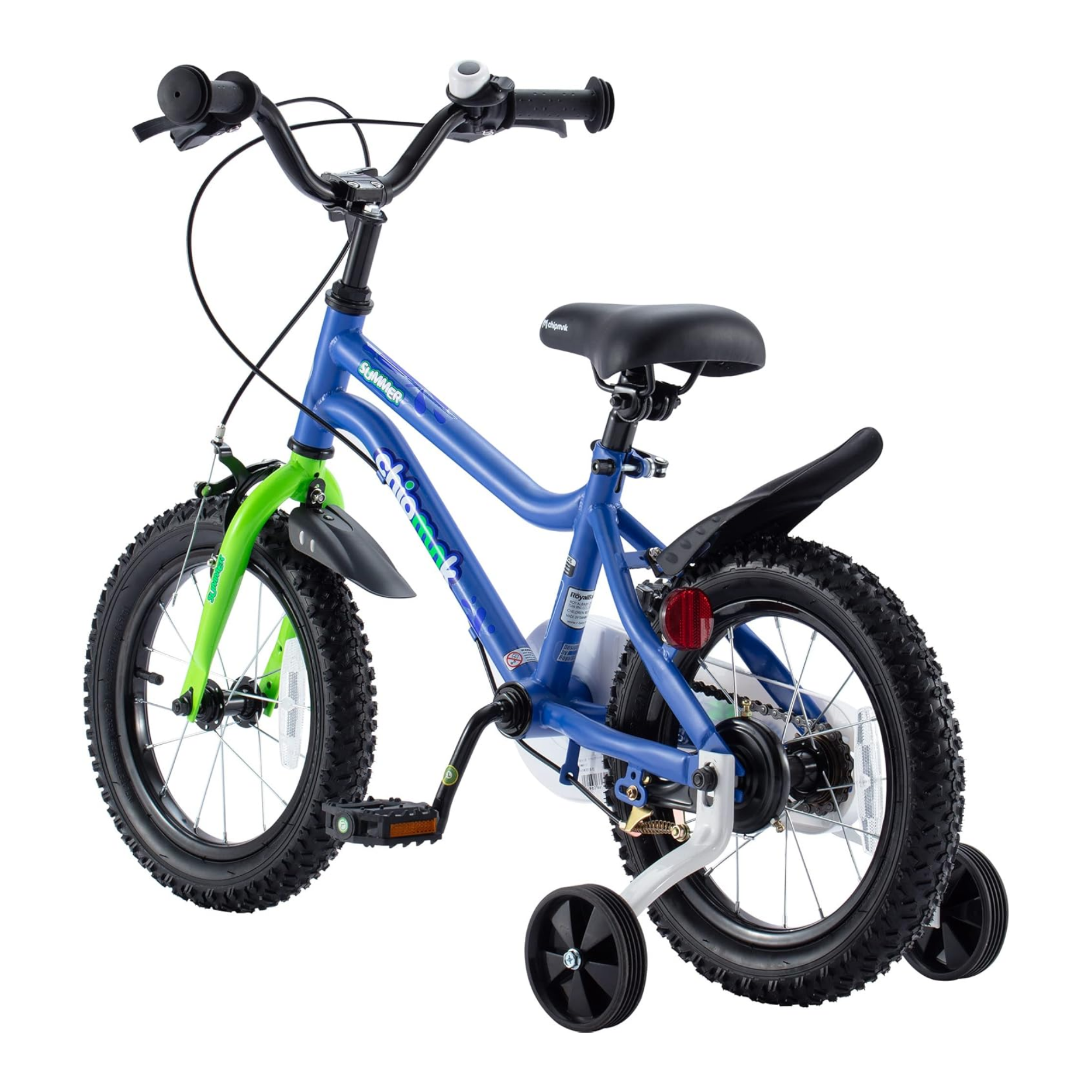 Chipmunk MK 18 Inch Bicycle with Lightweight Steel Frame, Adjustable Seat and Handle, Front + Rear Brakes, 95% Pre-Assembled Kid's Bikes with Training Wheels for Children 6-9 Years Old, Blue