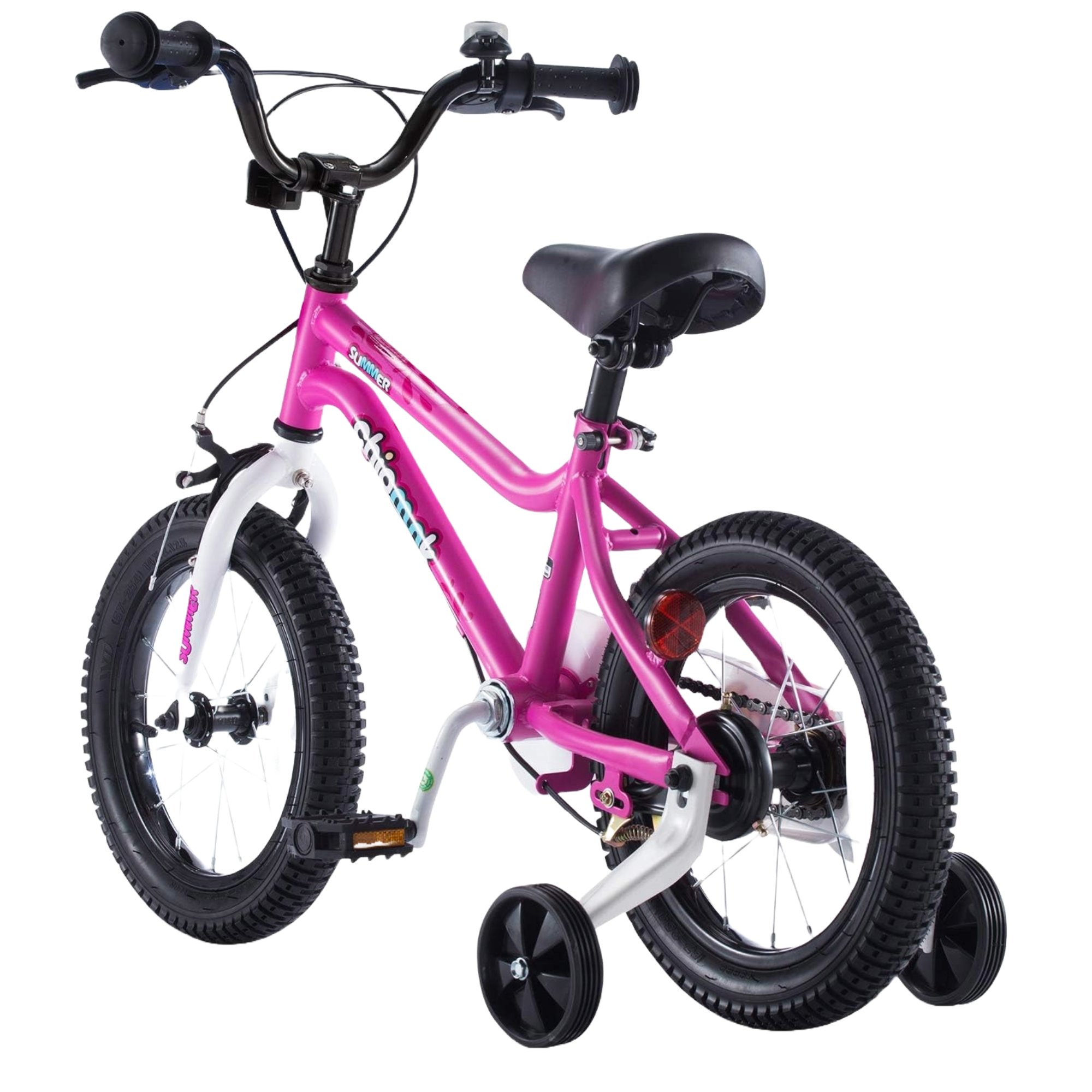 Chipmunk MK 18 Inch Bicycle with Lightweight Steel Frame, Adjustable Seat and Handle, Front + Rear Brakes, 95% Pre-Assembled Kid's Bikes with Training Wheels for Children 6-9 Years Old, Pink