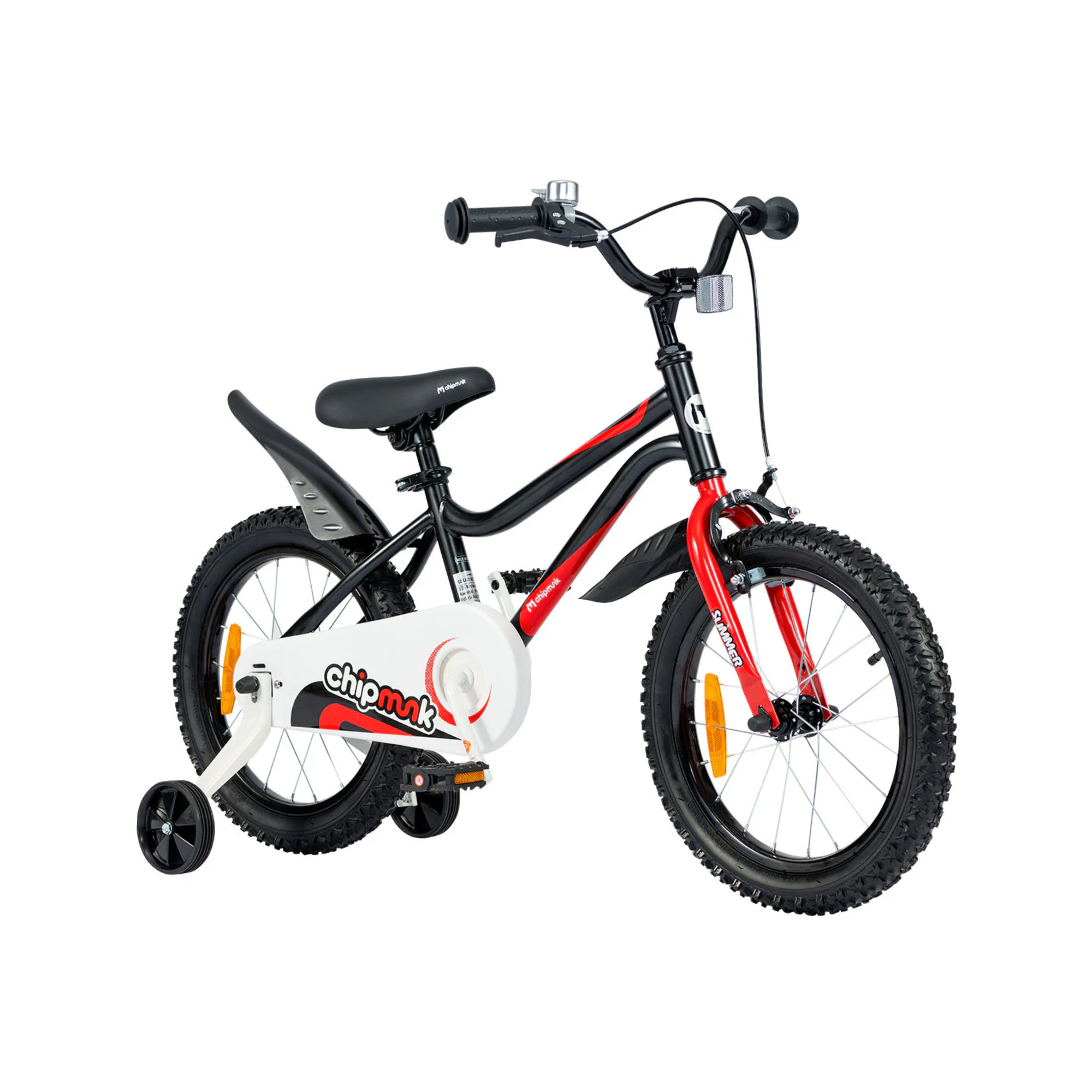 Chipmunk MK 14 Inch Bicycle with Lightweight Steel Frame, Adjustable Seat and Handle, Front + Rear Brakes, 95% Pre-Assembled Kid's Bikes with Training Wheels for Children 3-6 Years Old, Black