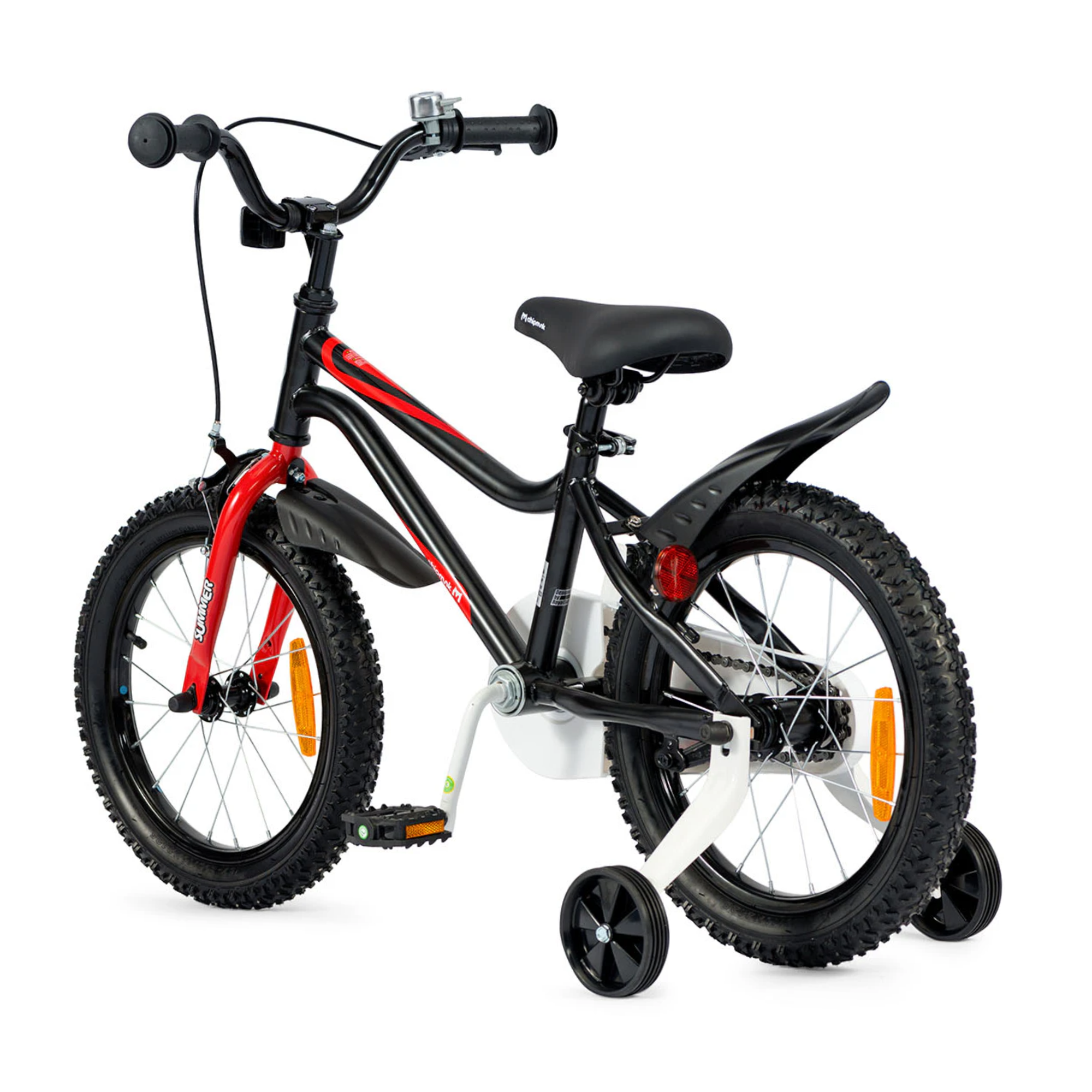 Chipmunk MK 18 Inch Bicycle with Lightweight Steel Frame, Adjustable Seat and Handle, Front + Rear Brakes, 95% Pre-Assembled Kid's Bikes with Training Wheels for Children 6-9 Years Old, Black