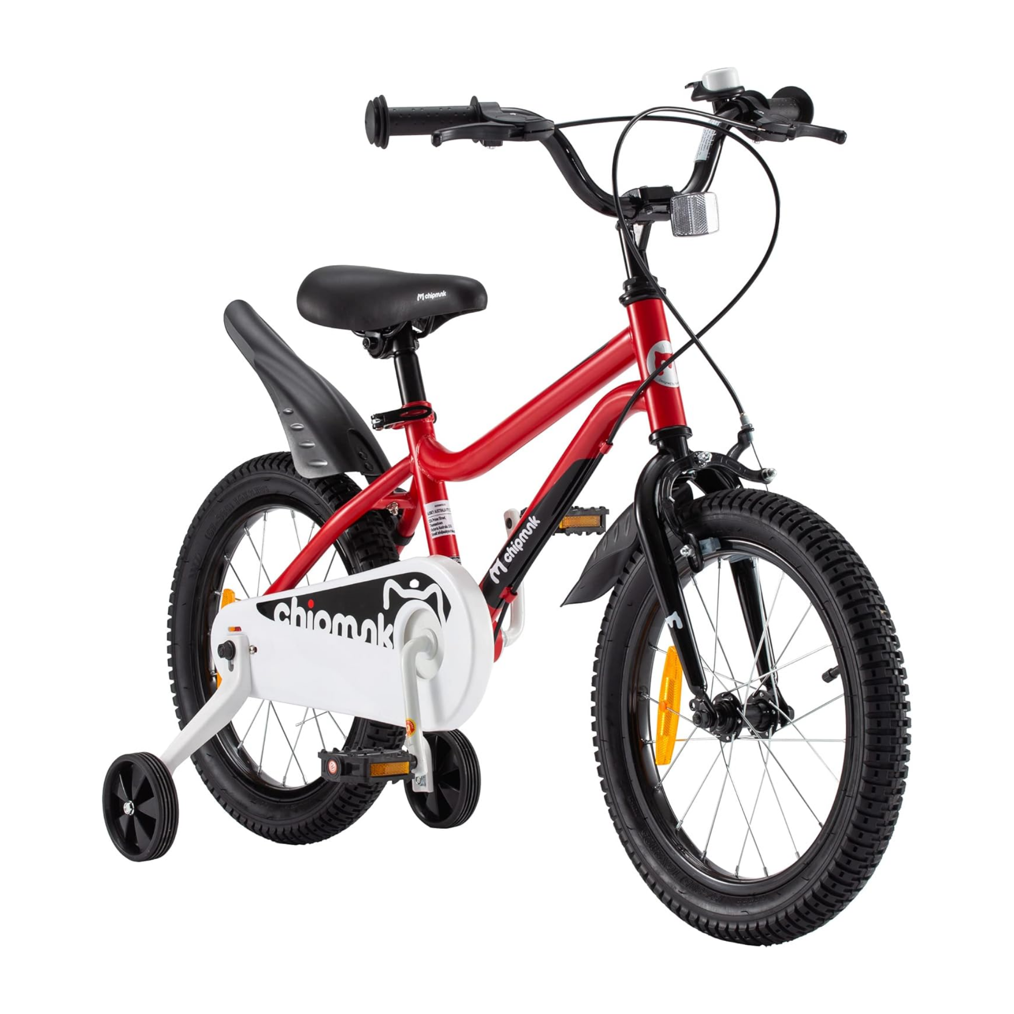 Chipmunk MK 12 Inch Bicycle with Lightweight Steel Frame, Adjustable Seat and Handle, Front + Rear Brakes, 95% Pre-Assembled Kid's Bikes with Training Wheels for Children 2-5 Years Old, Red