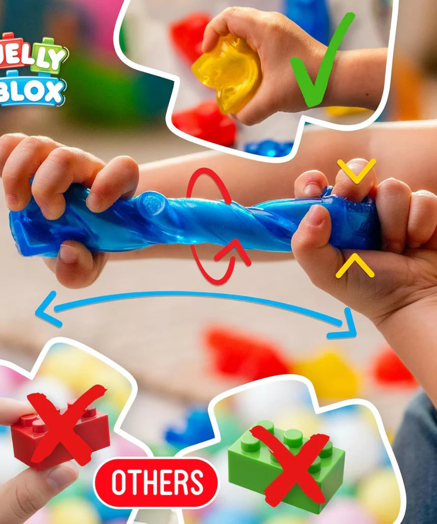 Goliath Jelly Blox Newbie Kit, 11 Piece Toddler & Preschool Building Blocks, Ouch-Free Tactile & Sensory Play Fidget Toy, Stackable, Squishable & Stretchable Blocks Suitable for Boys & Girls Aged 2+
