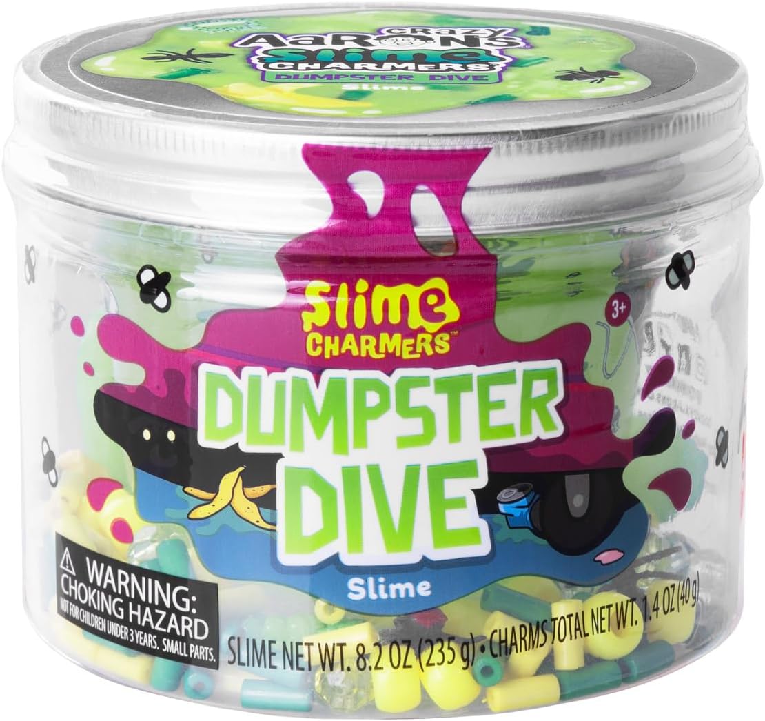Crazy Aaron’s Slime Charmers - Dumpster Dive, Green Apple Scented Slime with Charms, Non-Toxic, Super Stretchy & Squishy Fidget Toy Suitable for Boys and Girls Aged 3Y+