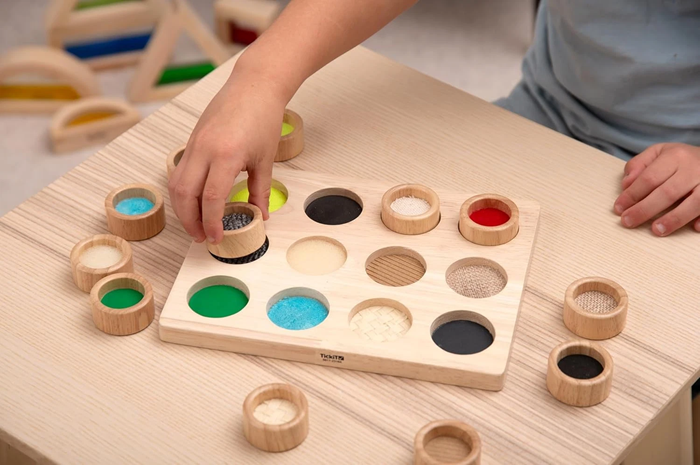 TickiT Touch & Match Board – Wooden Sensory Matching Game for Fine Motor Skills