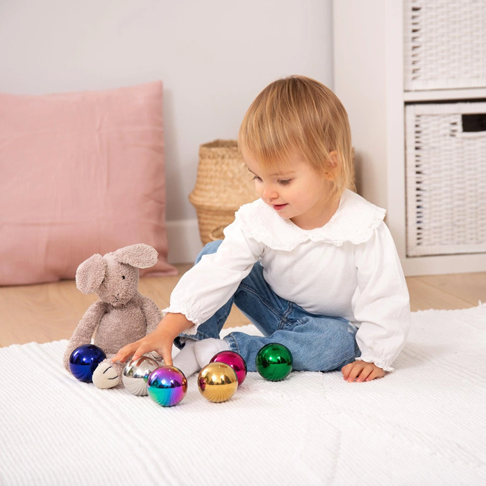 TickiT Sensory Reflective Colour Mystery Balls – Set of 6 Stainless Steel Sensory & Discovery Spheres (All Ages)