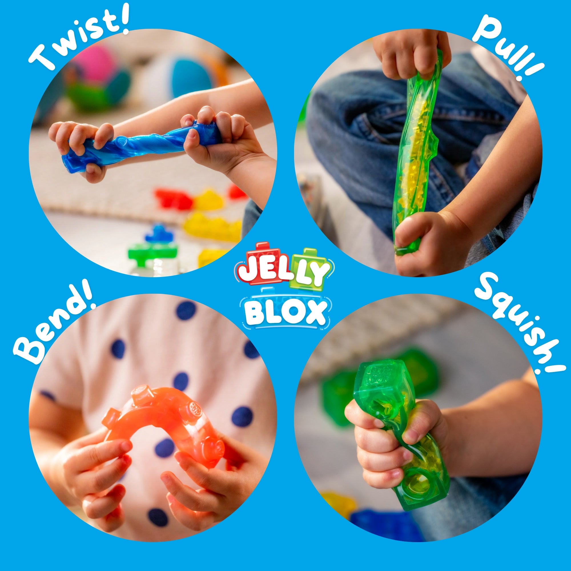 Goliath Jelly Blox 2 in 1 Storage Case, 30 Piece Toddler & Preschool Building Blocks, Ouch-Free Tactile & Sensory Play Fidget Toy, Stackable, Squishable & Stretchable Blocks for Boys & Girls Aged 2+