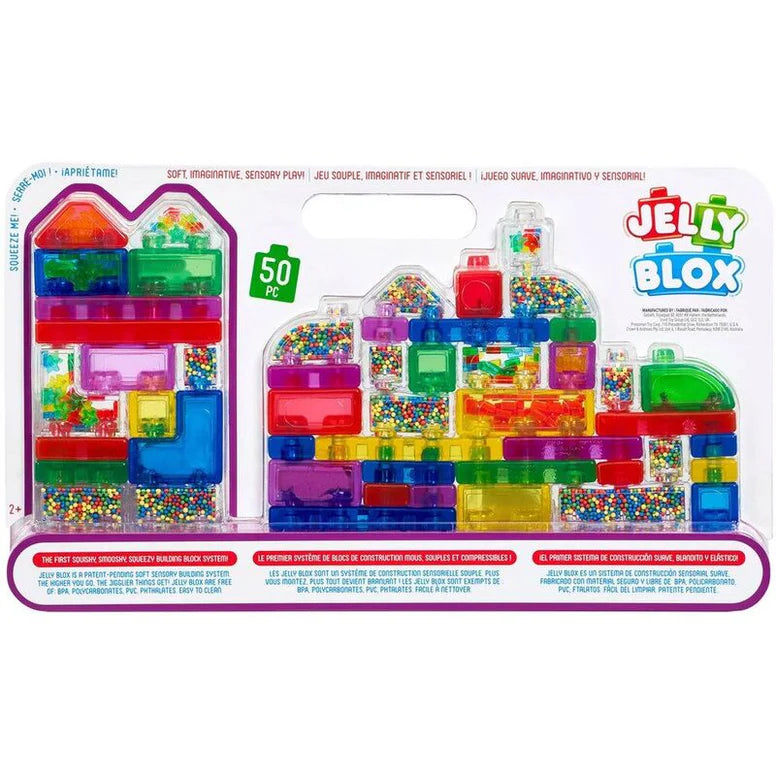 Goliath Jelly Blox Mega Set, 50 Piece Toddler & Preschool Building Blocks, Ouch-Free Tactile & Sensory Play Fidget Toy, Stackable, Squishable & Stretchable Blocks Suitable for Boys & Girls Aged 2+