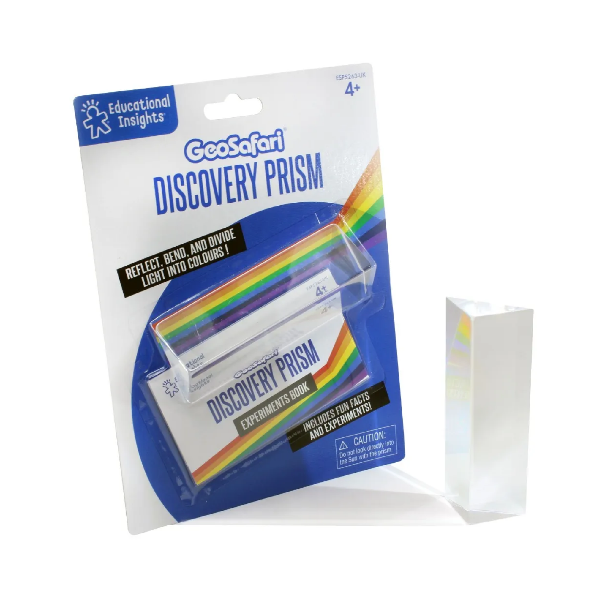 Learning Resources Discovery Prism, 10cm Optical Science Prism for Kids, Splits White Light into a Spectrum, Includes Activity Guide, Ages 8+
