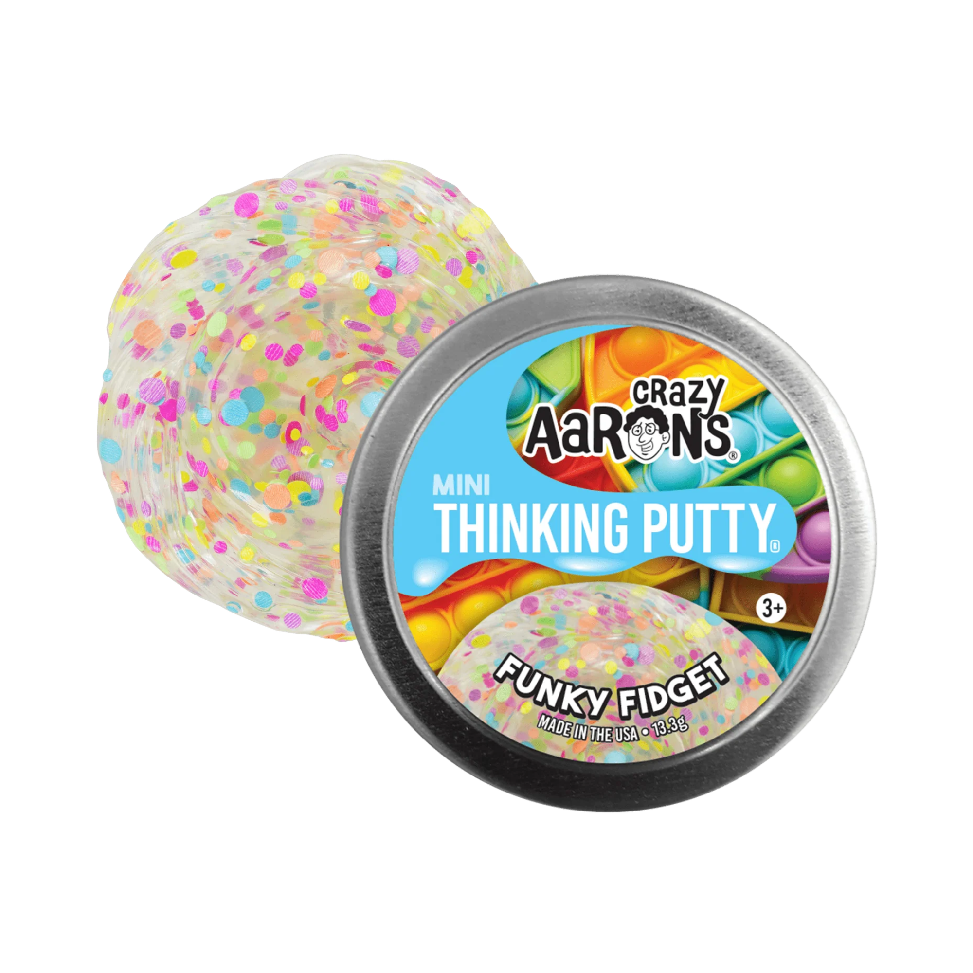 Crazy Aaron's Mini Funky Fidget Thinking Putty, 2" Tin with 13g of Non-Toxic Sensory Play Putty which Never Dries Out, Soft Textured Creative Fidget Toy for Boys and Girls Ages 3Y+