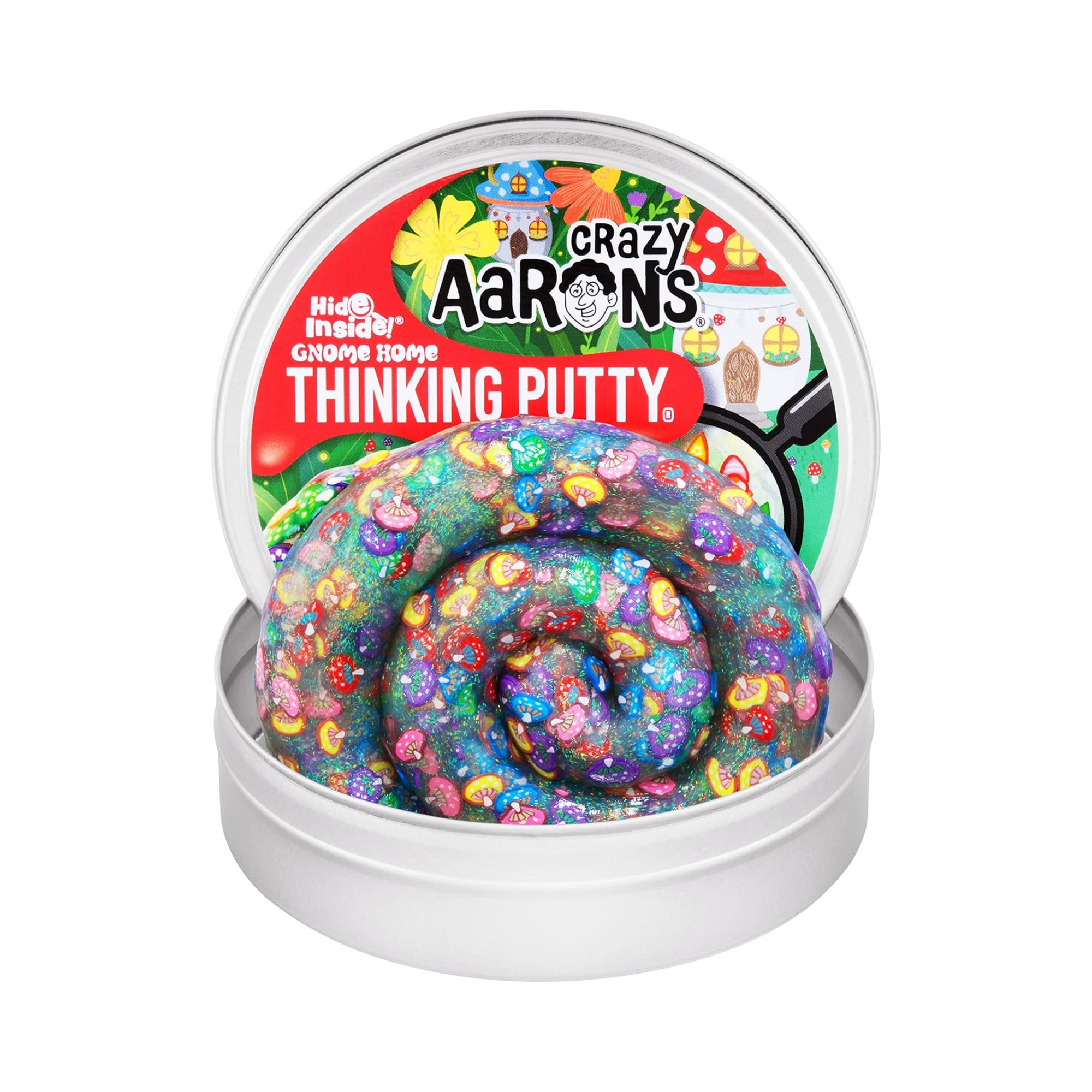 Crazy Aaron's Hide Inside! Gnome Home Thinking Putty, 4" Tin with 90g of Non-Toxic Sensory Play Putty which Never Dries Out, Soft Textured Creative Fidget Toy for Boys and Girls Ages 3Y+