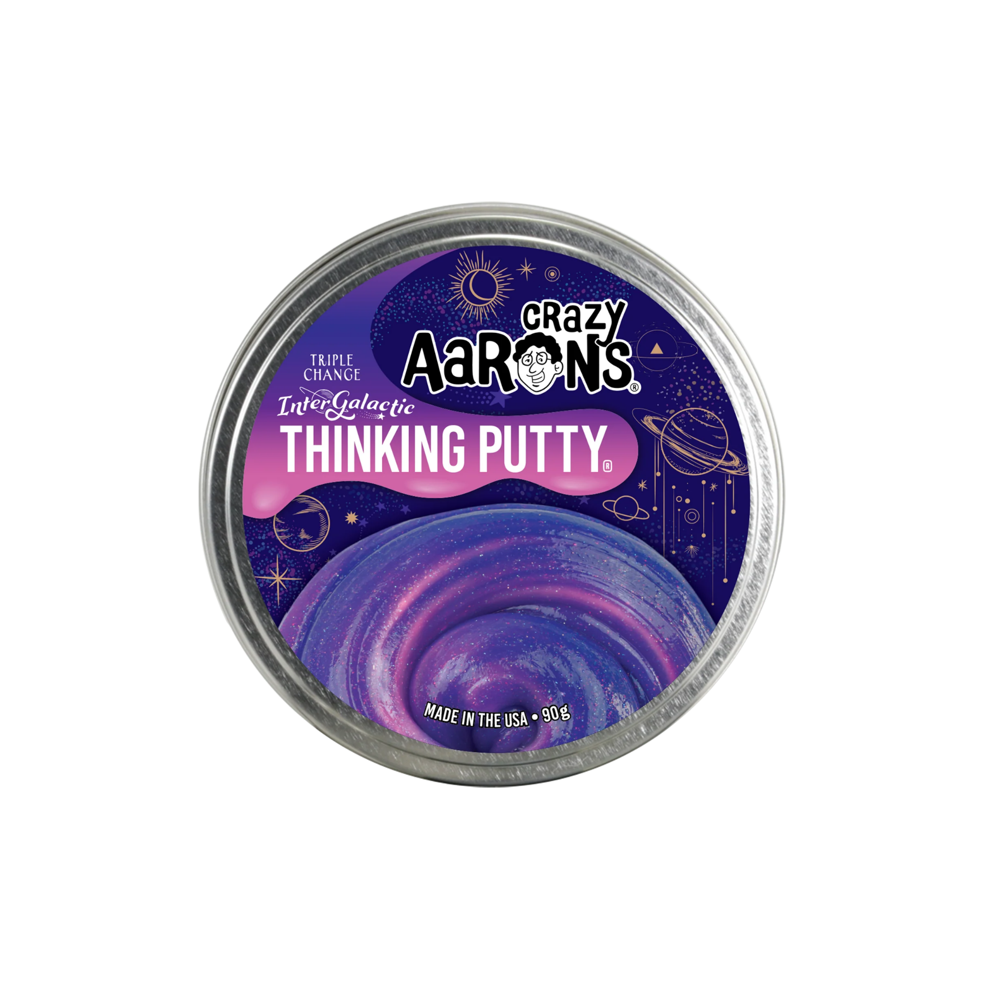 Crazy Aaron's Triple Change Intergalactic Thinking Putty, 4" Tin with 90g of Non-Toxic Sensory Play Putty which Never Dries Out, Soft Textured Creative Fidget Toy for Boys and Girls Ages 3Y+