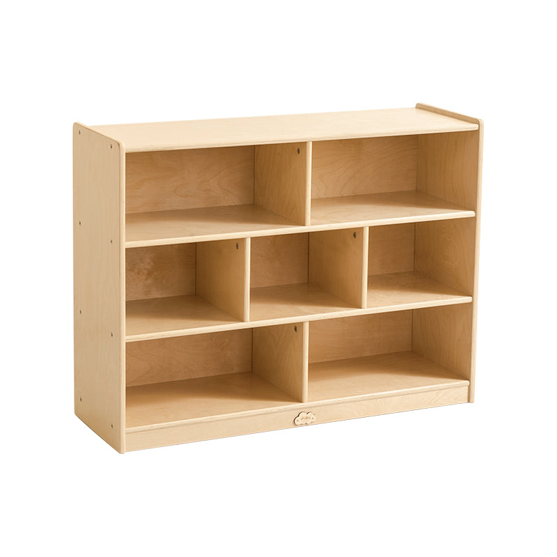 Joyees 7-Cubby Birch Plywood Storage Cabinet – Natural Wood Montessori Bookshelf & Organizer (JY-309)
