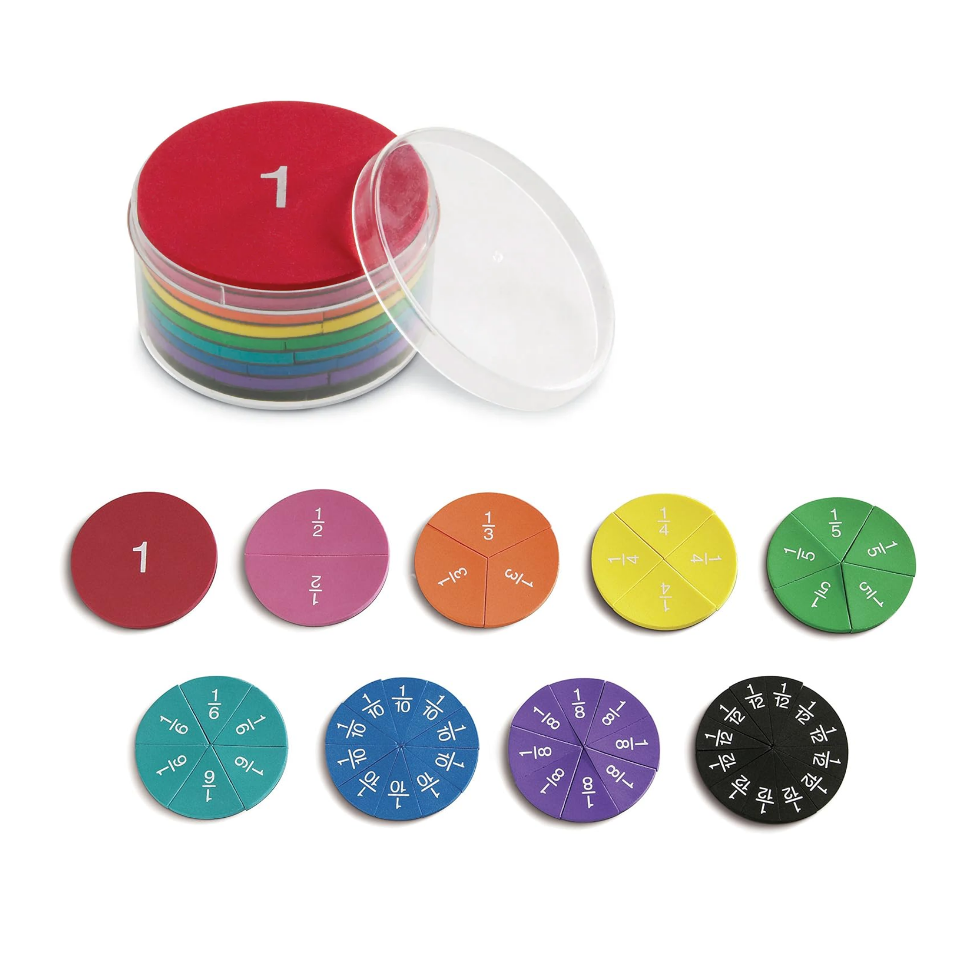 Learning Resources Magnetic Foam Rainbow Circles, Fraction Learning Set for Hands-On Maths, 51-Piece Set, Ages 6+