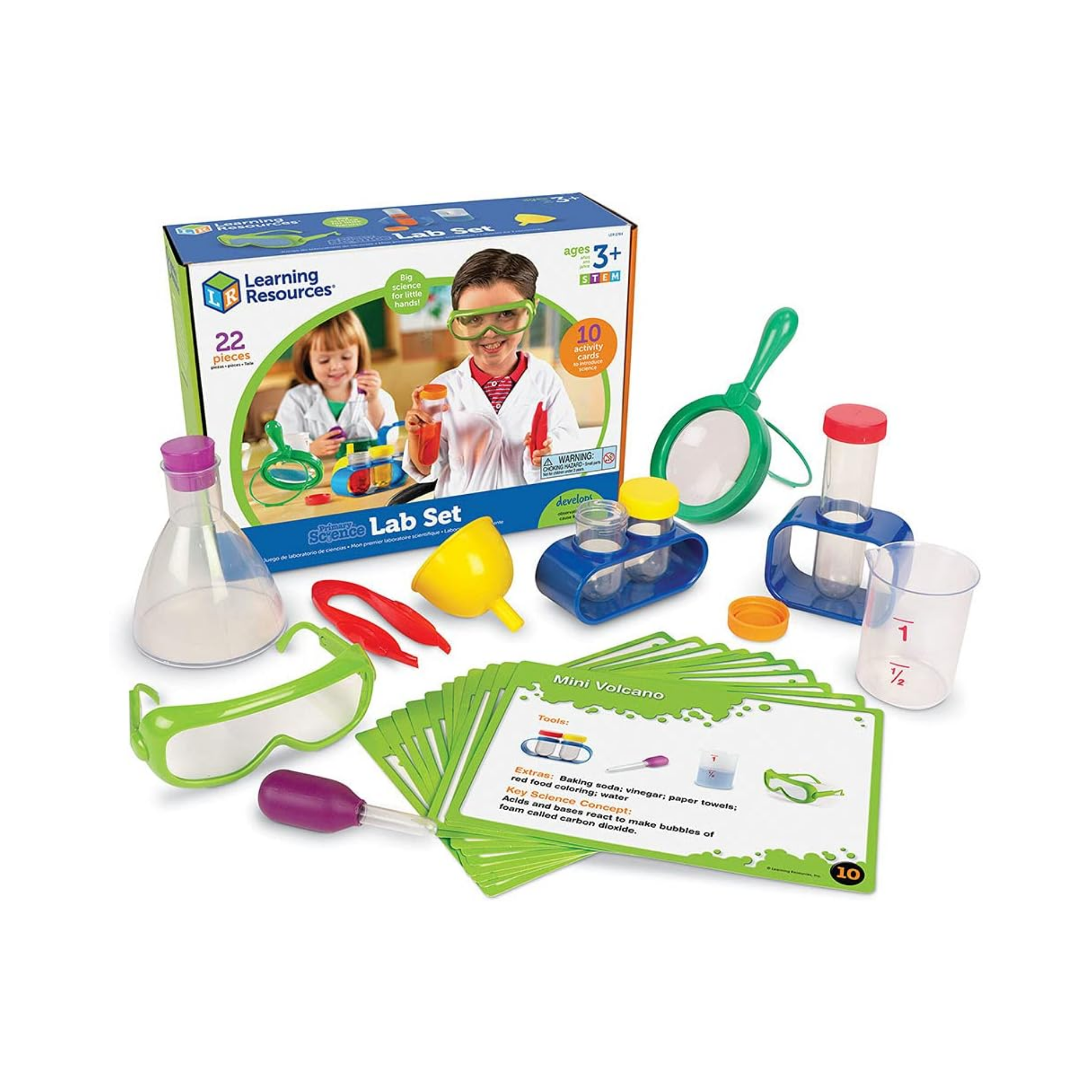 Learning Resources Primary Science® Lab Set, Real Science Tools for Kids, Hands-On Experiments, Includes 10 Activity Cards, Ages 3+