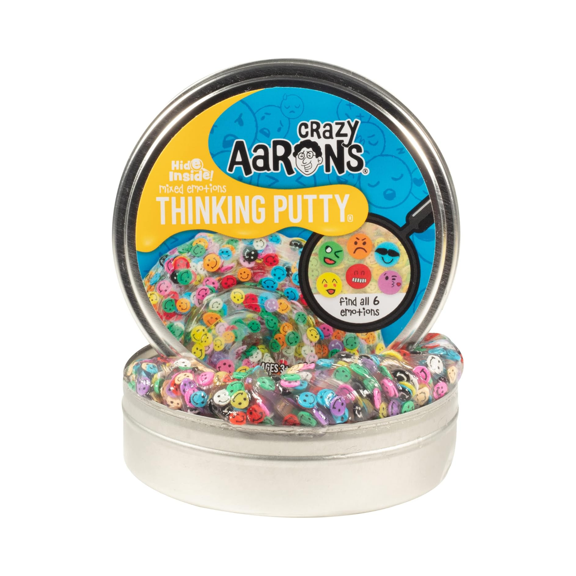 Crazy Aaron's Hide Inside! Mixed Emotions Thinking Putty, 4" Tin with 90g of Non-Toxic Sensory Play Putty which Never Dries Out, Soft Textured Creative Fidget Toy for Boys and Girls Ages 3Y+